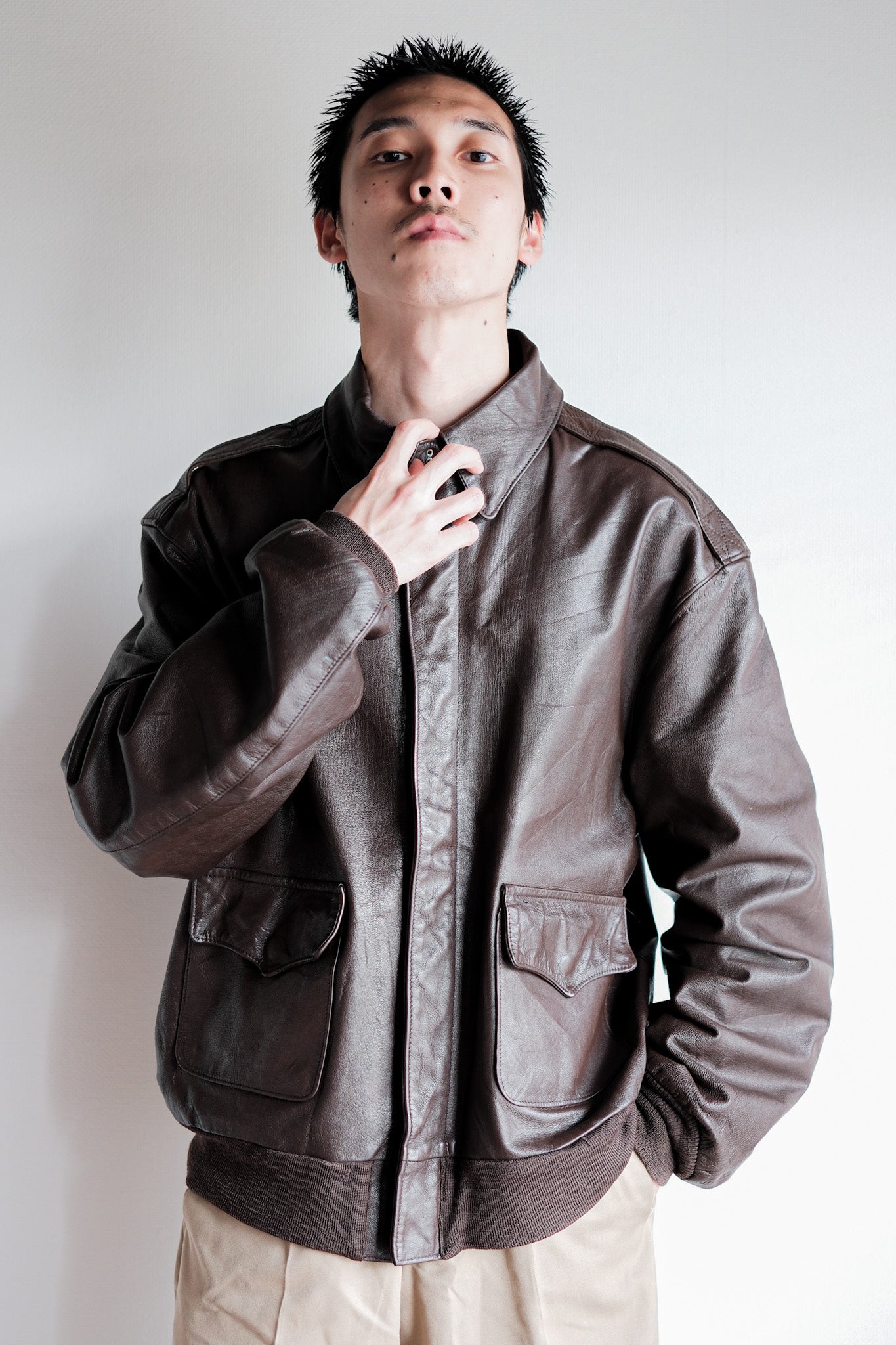 【~80's】Willis&Geiger A-2 Type Leather Flight Jacket Size.44 "Made in U.S.A."