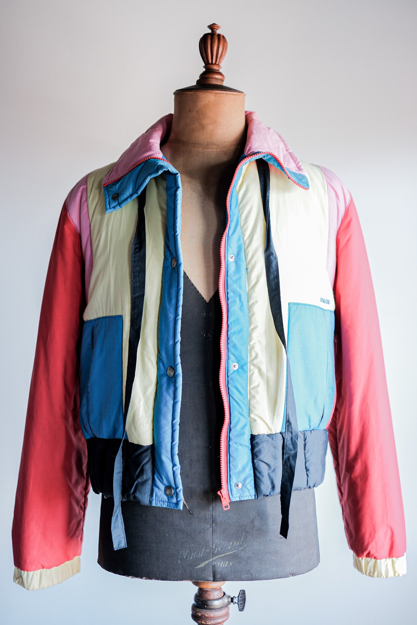 [~ 80 년대] 이탈리아 빈티지 멀티 컬러 스키 복류 재킷 크기 .44