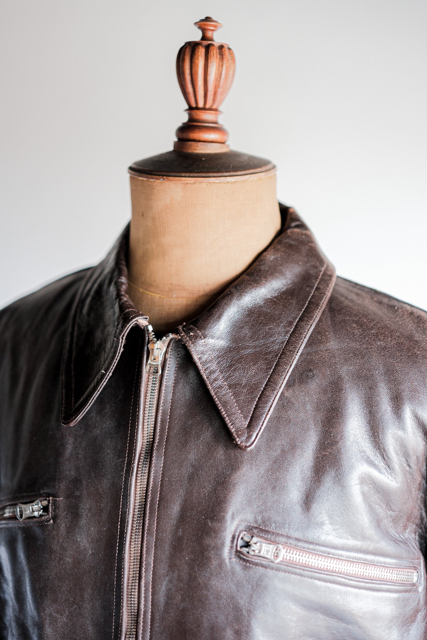 【~30's】French Vintage Hartmann Type Motorcycle Leather Jacket