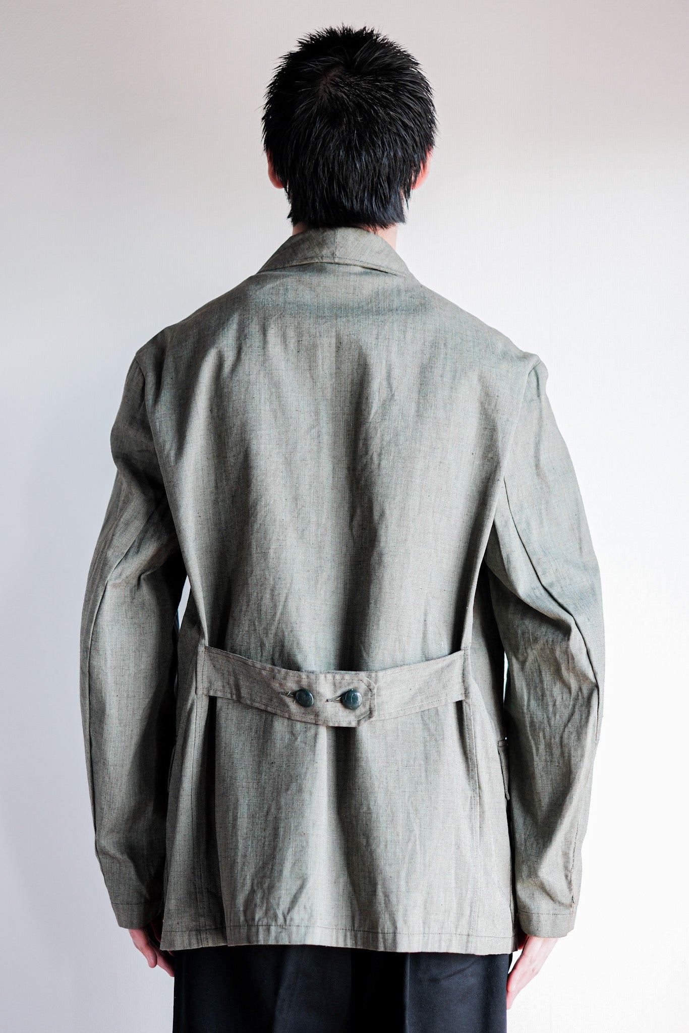 ［~40's］German Vintage Green Chambray 4 Pockets Lapel Work Jacket “Dead Stock”