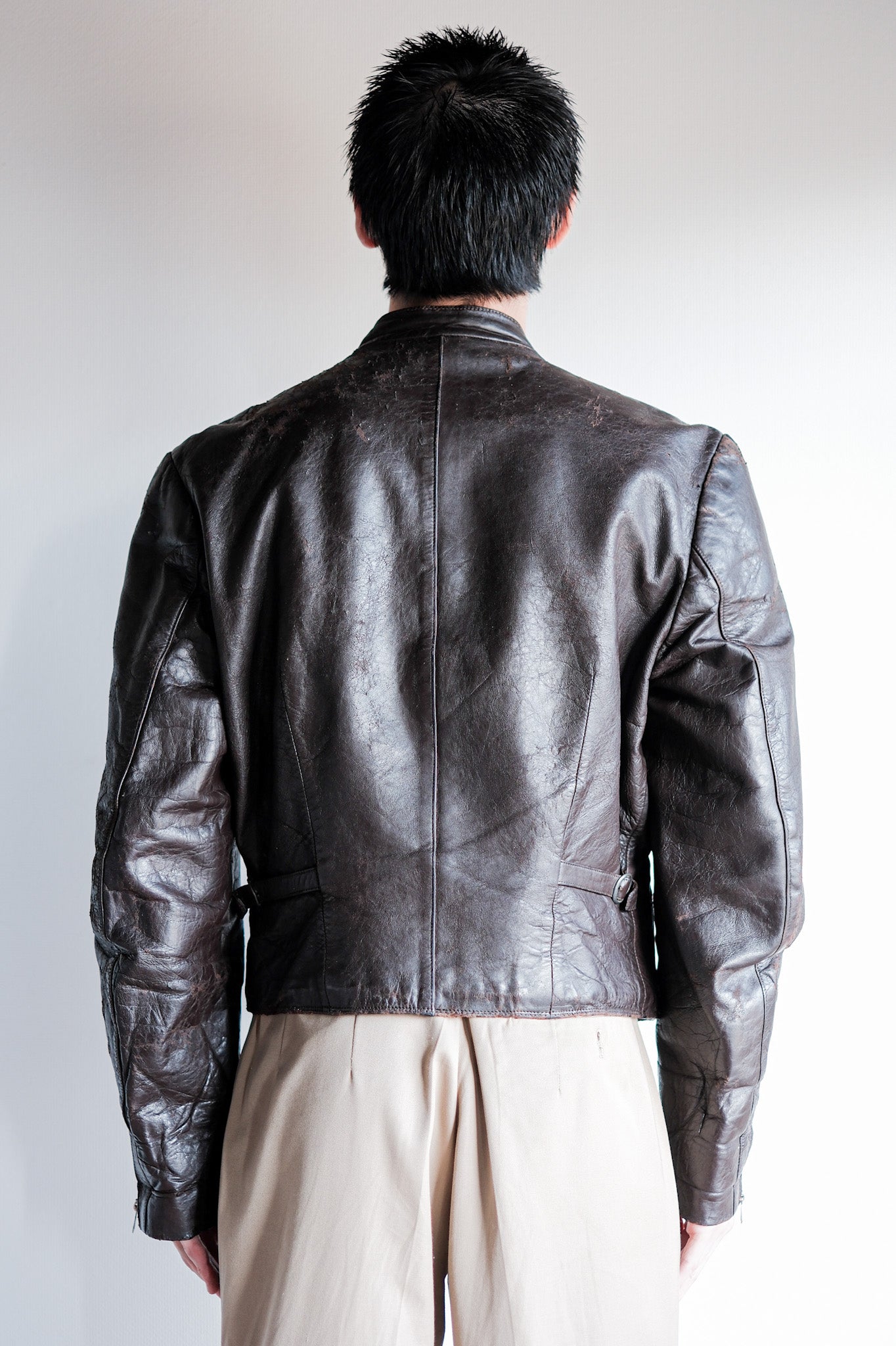 [~ 40's] German Vintage Double Breasted Motorcycle Leather Jacket