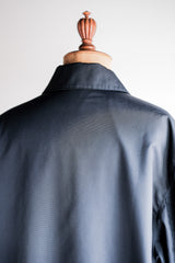 [~90's] Old Hermès Paris Navy Polyamide Half Coat Size.56