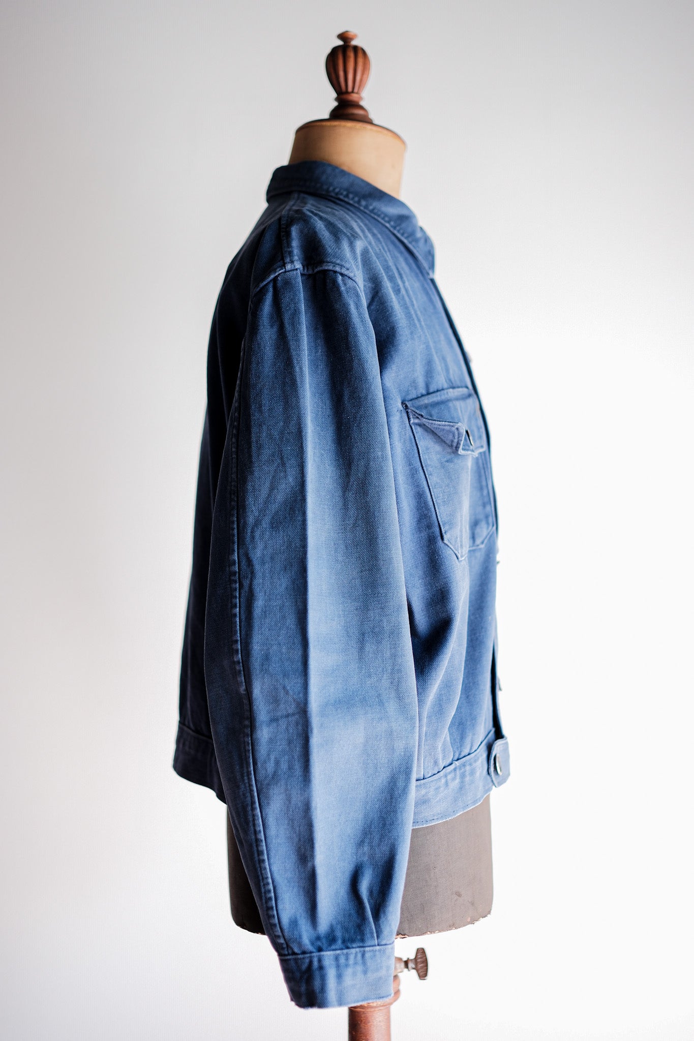 【~40’s】French Vintage Indigo Cotton Twill Cyclist Jacket