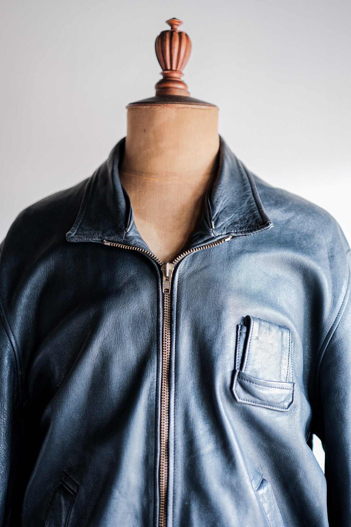 【~70's】French Air Force Pilot Leather Jacket Size.104L