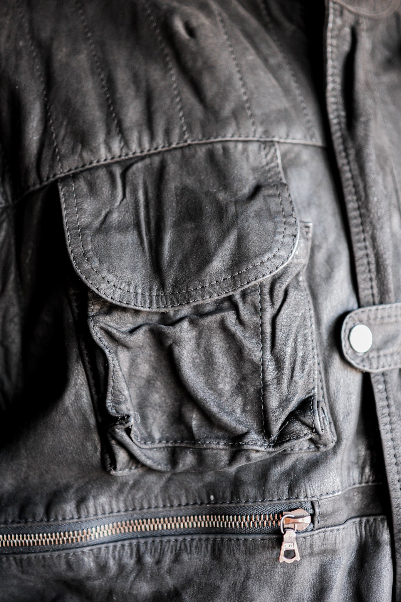 90's】Old Renoma Paris Black Leather Detachable Sleeve Multi Pocket J
