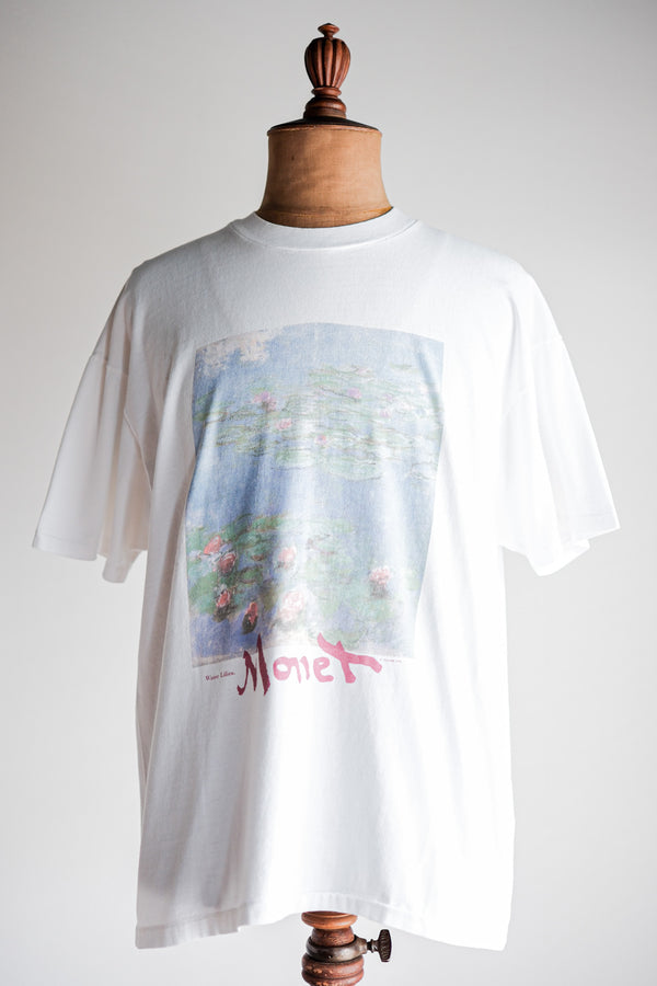 [〜90年代]復古藝術印刷T卹大小。xl“ Claude Monet”“ Water Liles”“在美國製造”。