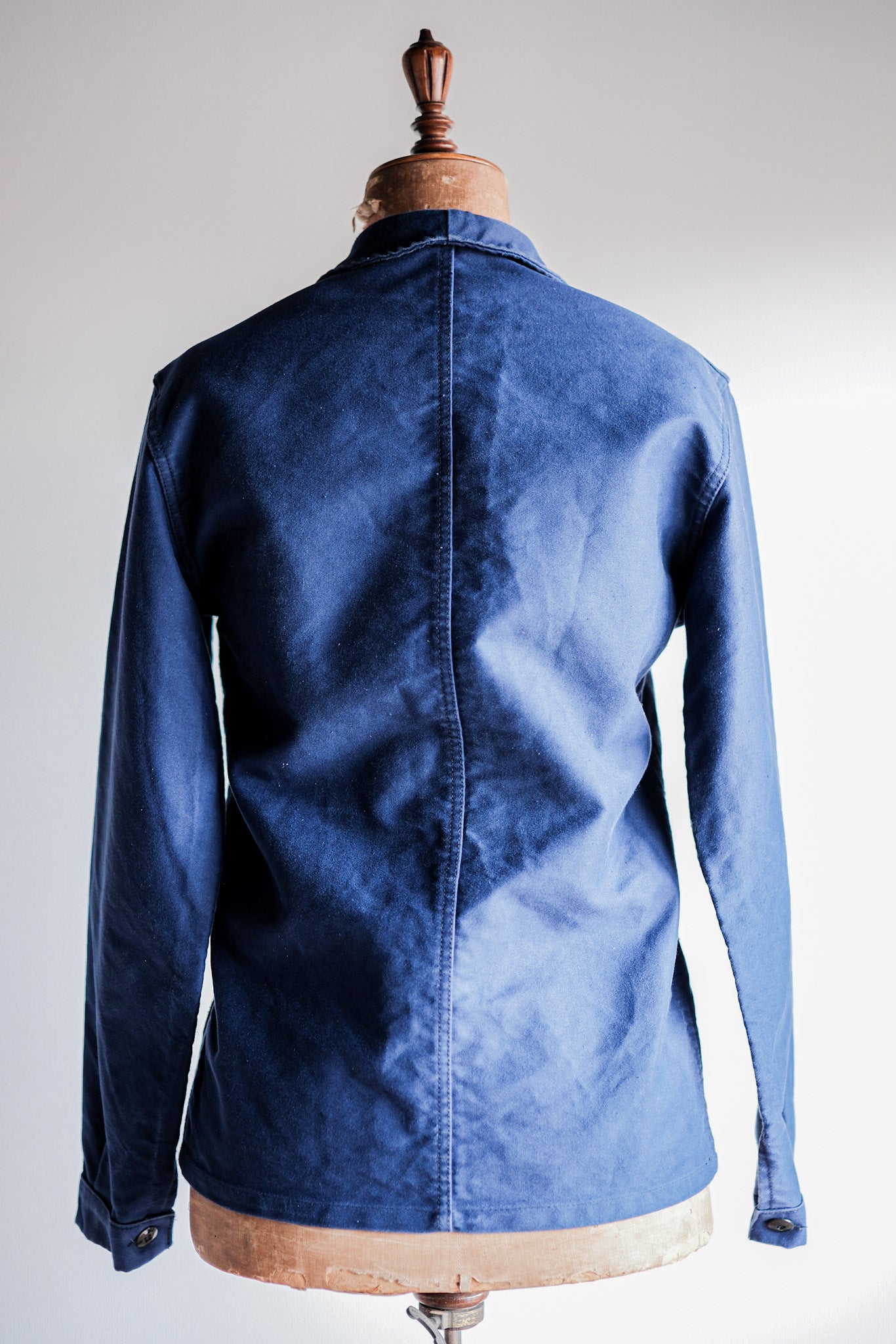 【~70's】French Vintage Blue Moleskin Work Jacket Size.40 "Le Mont St. Michel"