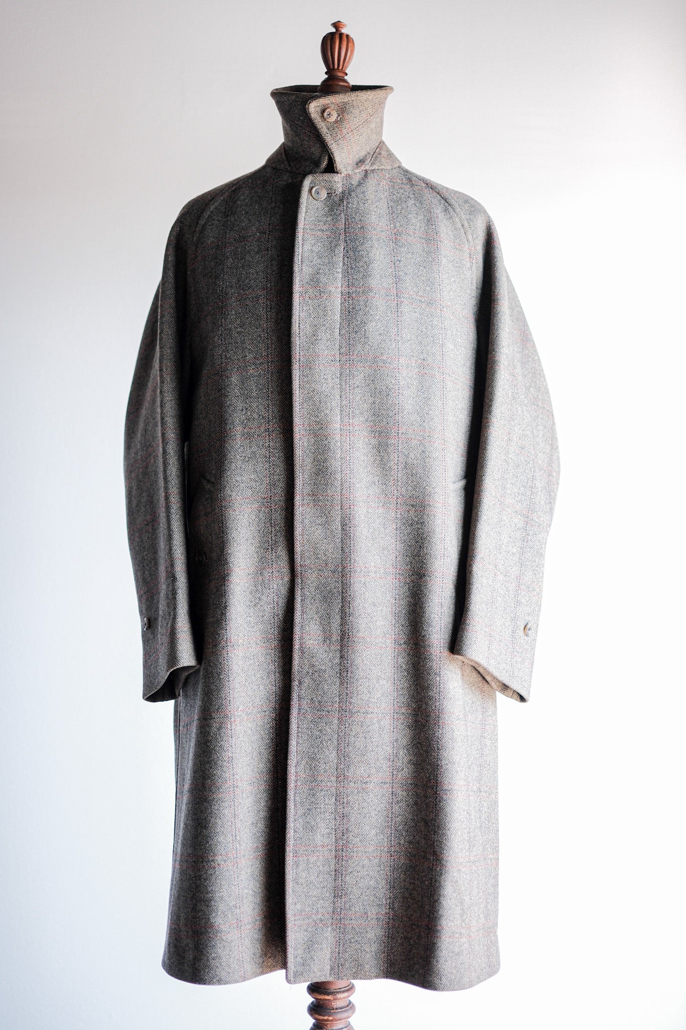 【~80's】Vintage Burberrys Single Raglan HBT Wool Balmacaan Coat Size.38R "SADDLE TWEED" "HESPEN MODE-SPORT BREMEN. 別注"