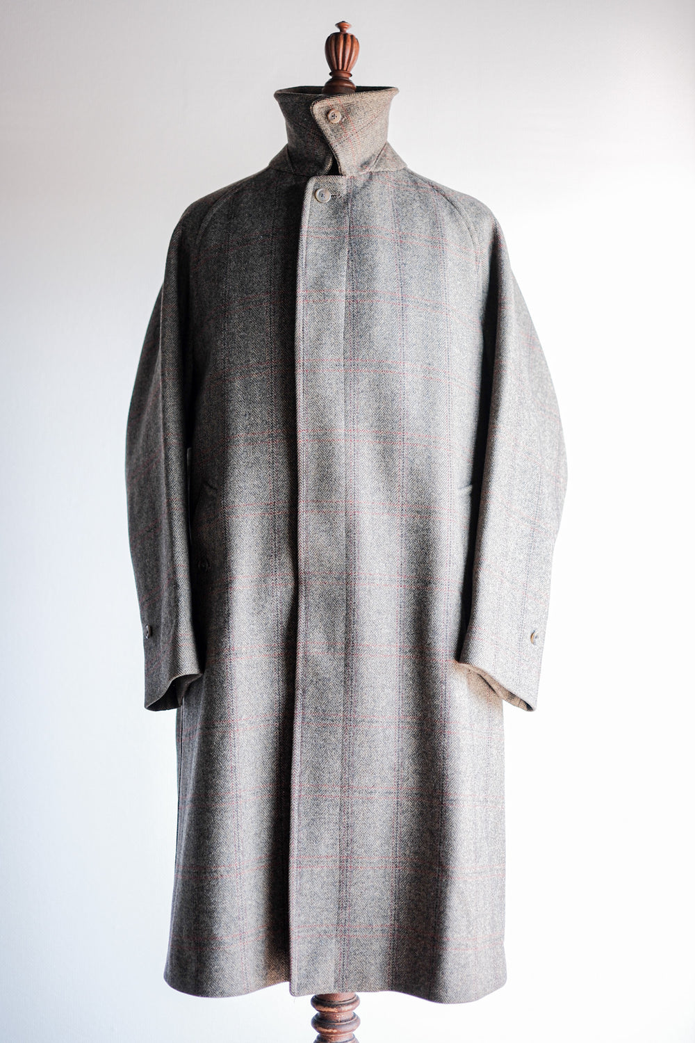 ［~80's］Vintage Burberrys Single Raglan HBT Wool Balmacaan Coat Size.38R "SADDLE TWEED" "HESPEN MODE-SPORT BREMEN. 別注"