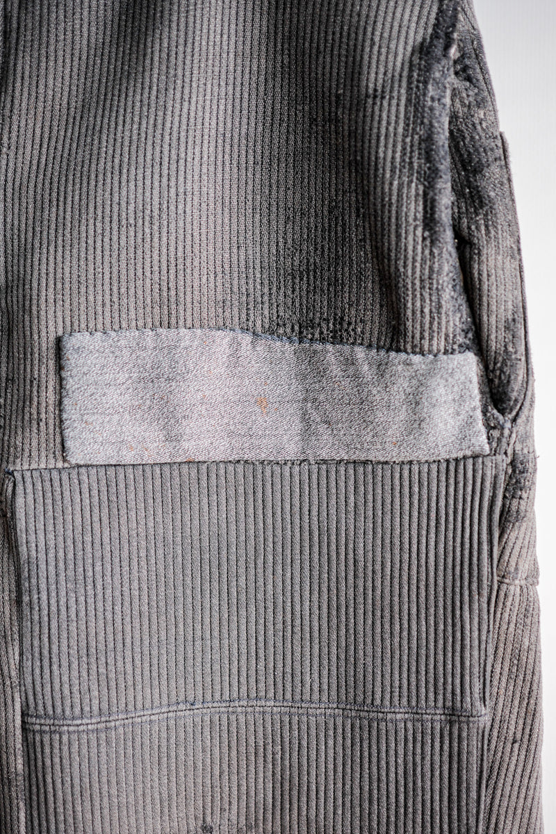 [~ 40's] French Vintage Grey Cotton Pique Work Ows "Patchwork"