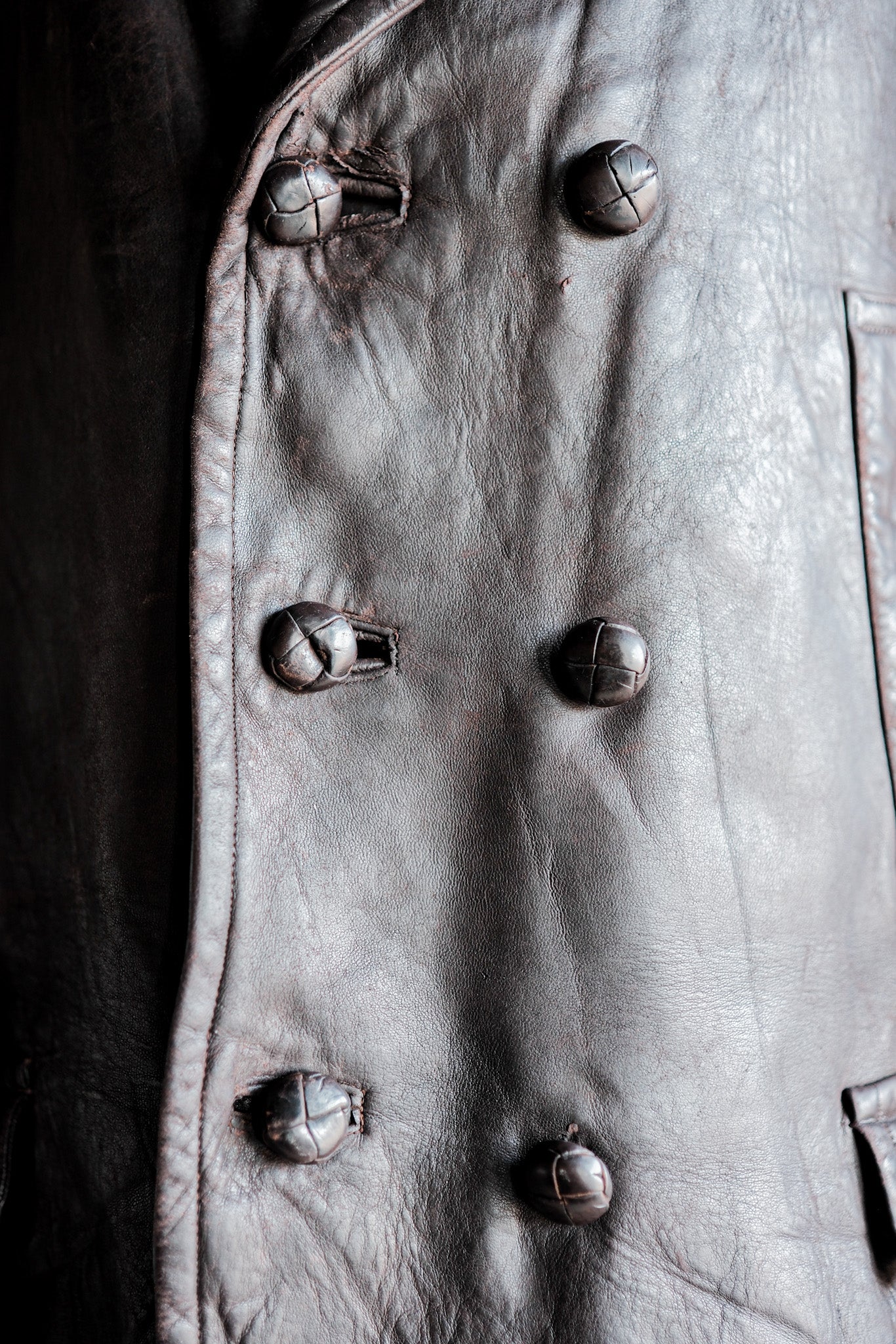 ［~30's］German Vintage Double Breasted Motorcycle Leather Jacket