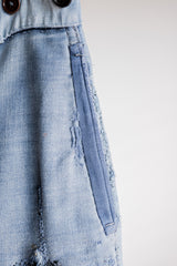 [~ 40's] French Vintage Blue Moleskin Work Pants "Patchwork" "Le Mont St. Michel"