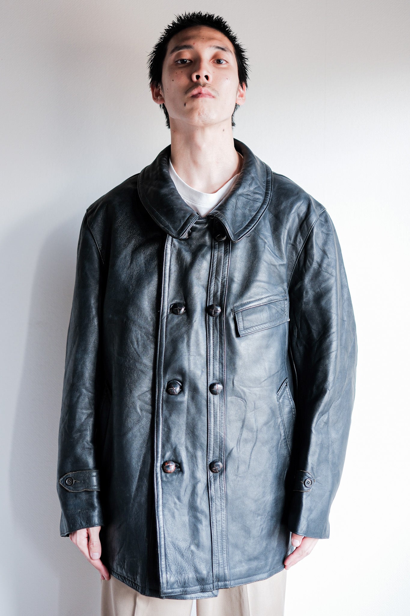 ［~60's］French Vintage Le Corbusier Leather Work Jacket Size.56