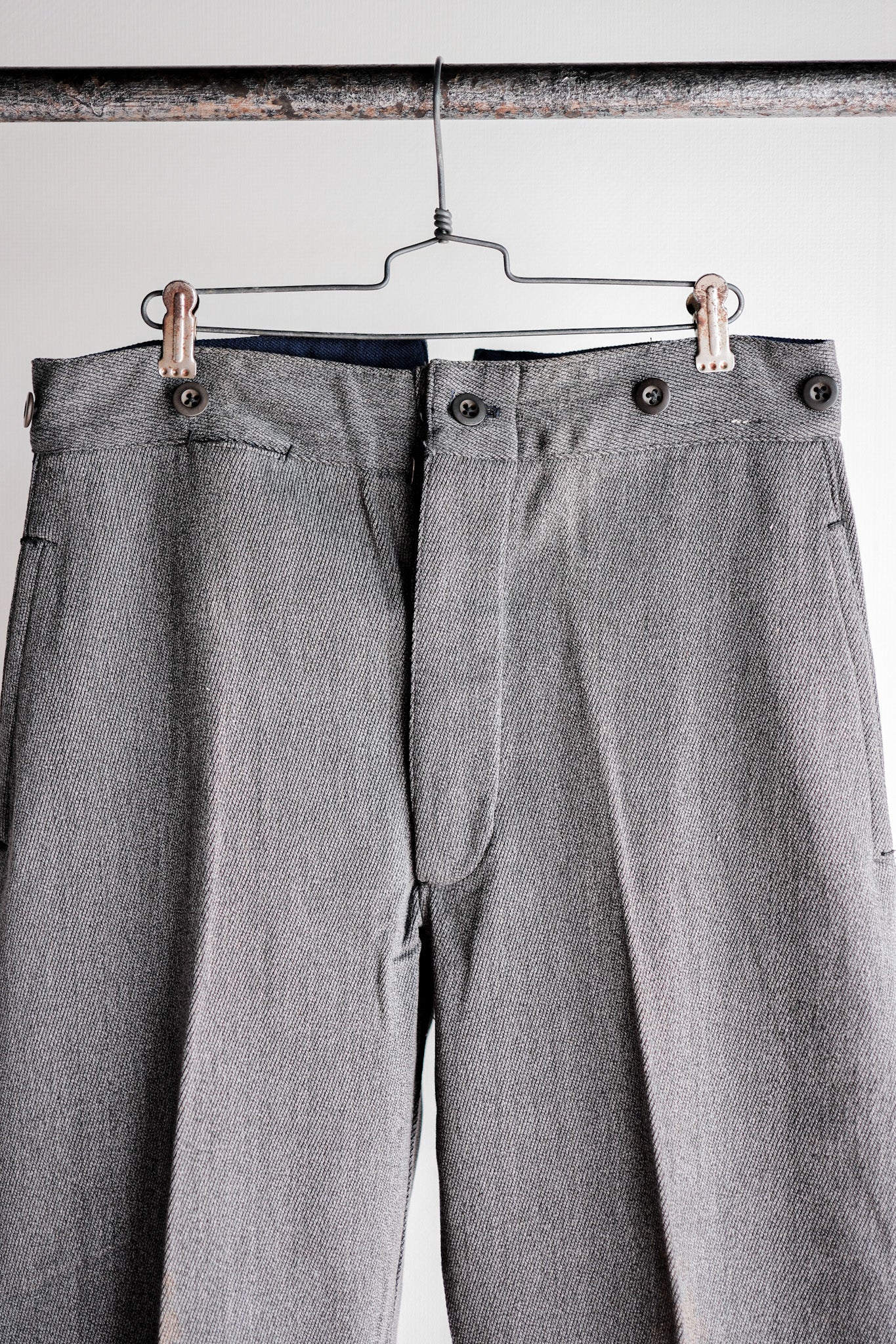 ［~30's］French Vintage Salt & Pepper Cotton Twill Work Pants "Dead Stock"