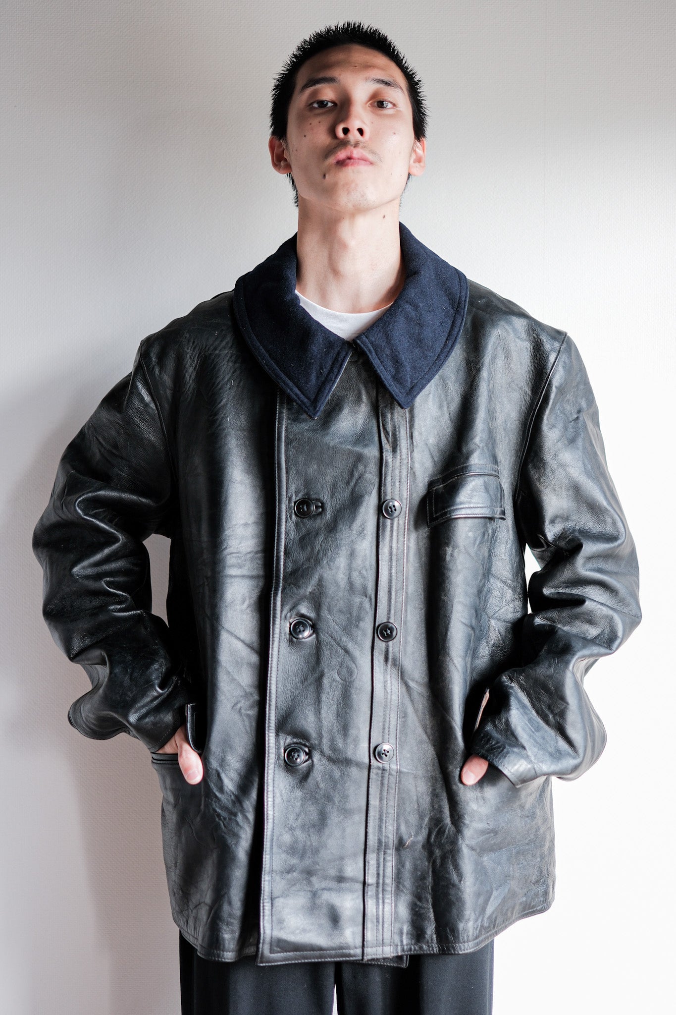 50's】French Vintage Le Corbusier Leather Work Jacket 