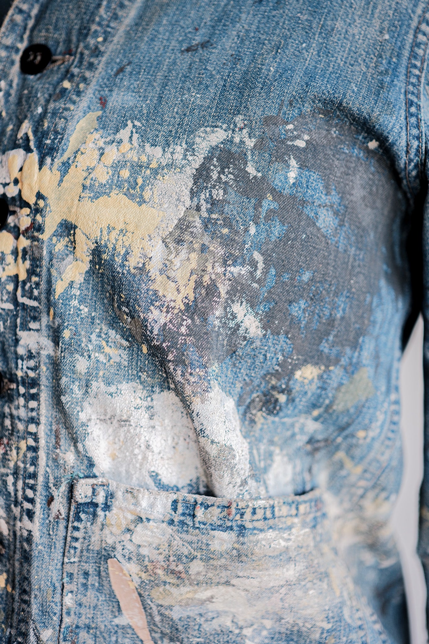 ［~40’s］U.S.NAVY Shawl Collar Denim Coverall “Crazy Paint”