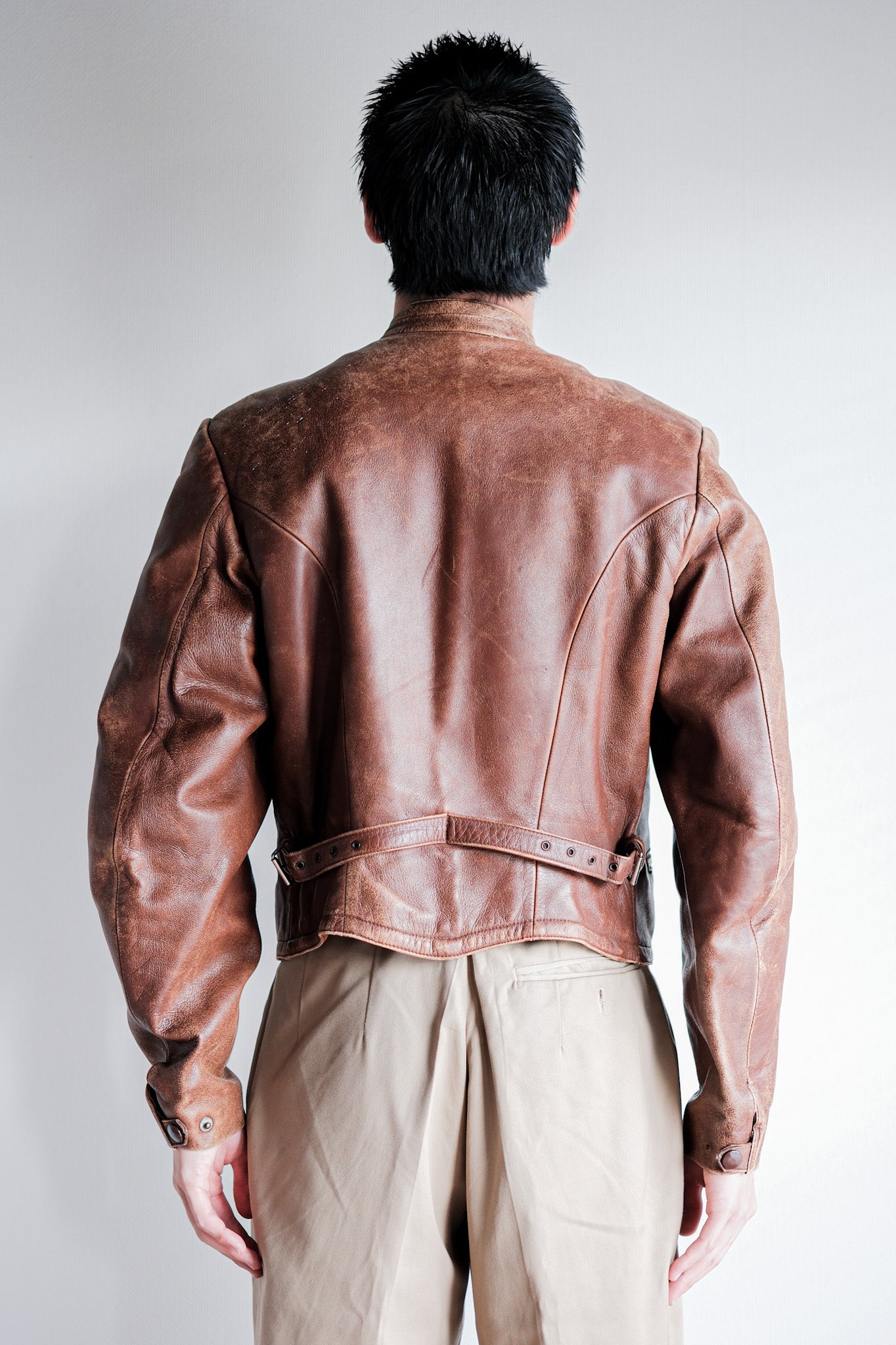［~30's］German Vintage Double Breasted Motorcycle Leather Jacket