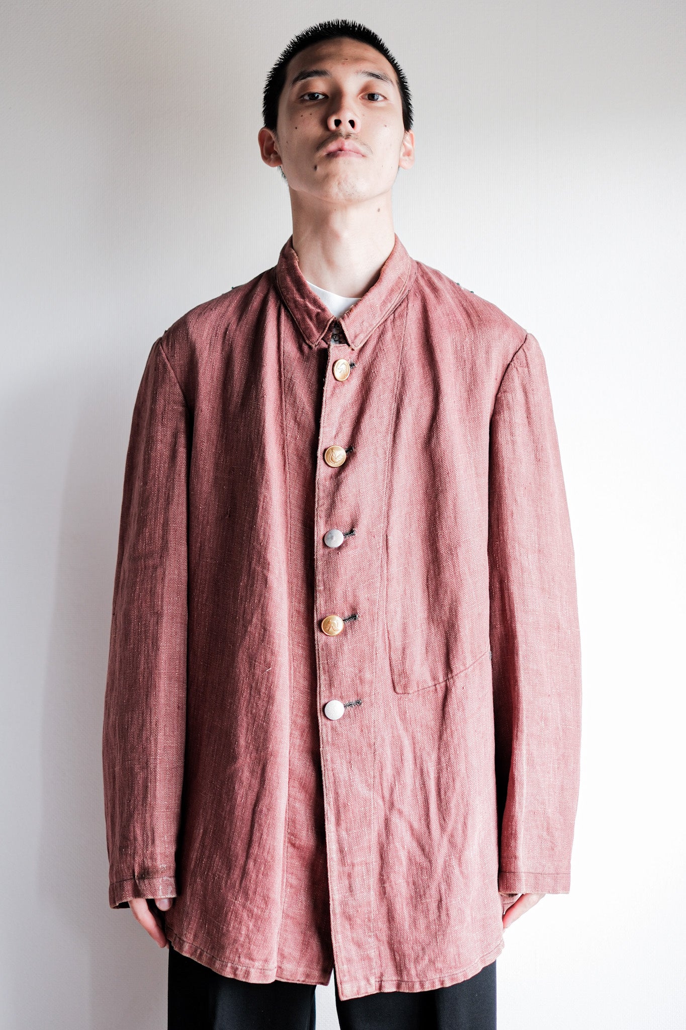 【~40's】German Army Drillich HBT Linen Jacket "Unusual Color"