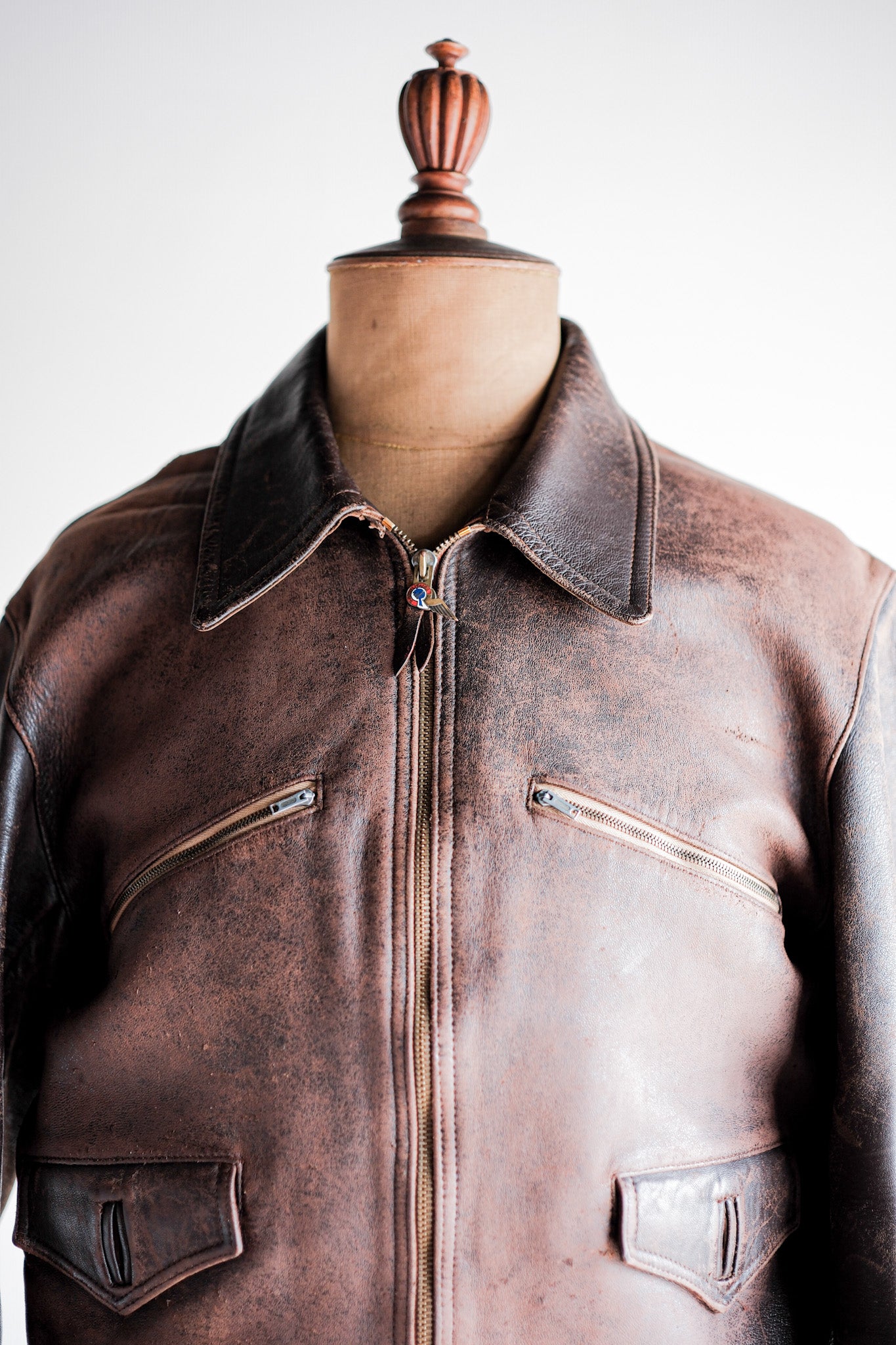 40's】French Vintage Hartmann Type Leather Jacket