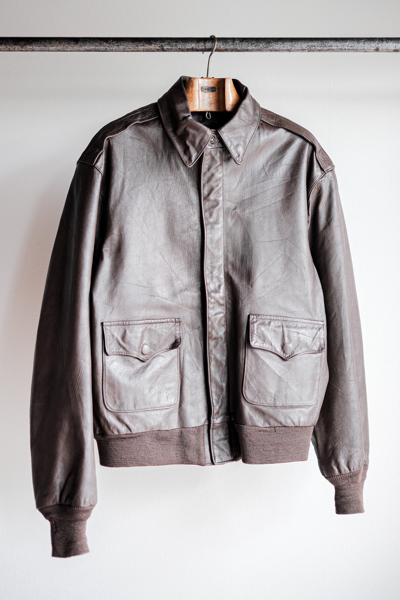 【~80's】Willis&Geiger A-2 Type Leather Flight Jacket Size.44 "Made in U.S.A."