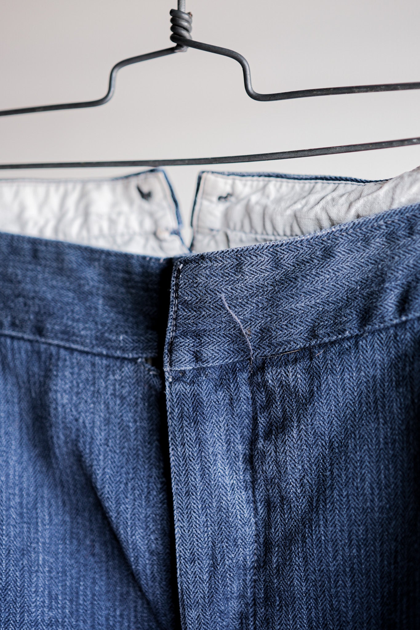 ［Early 20th C］French Vintage Indigo HBT Linen Firefighter Trousers