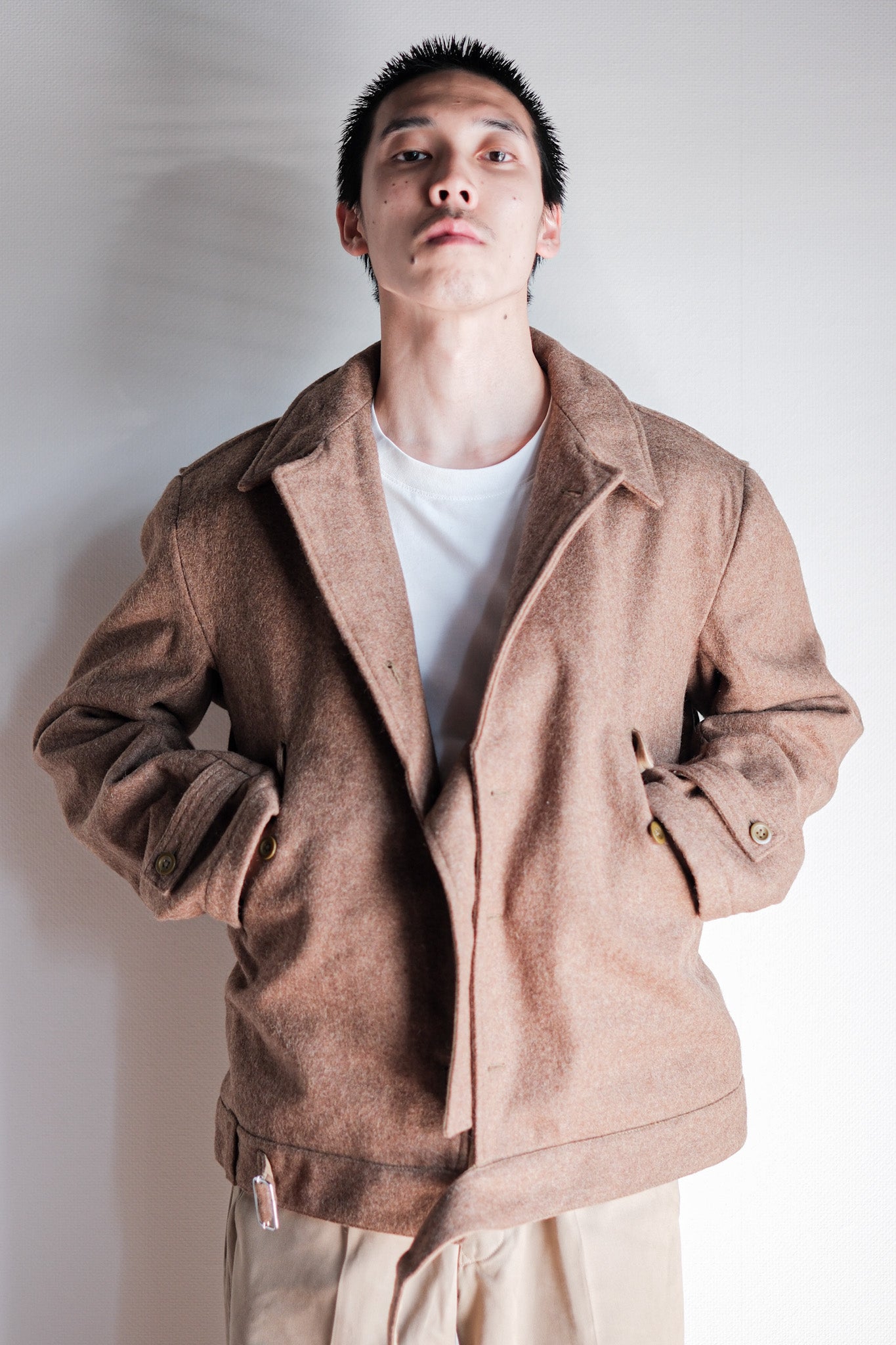 [~ 50's] French Army Wool Jacket with Chin Strap Size.42 "Dead Stock"