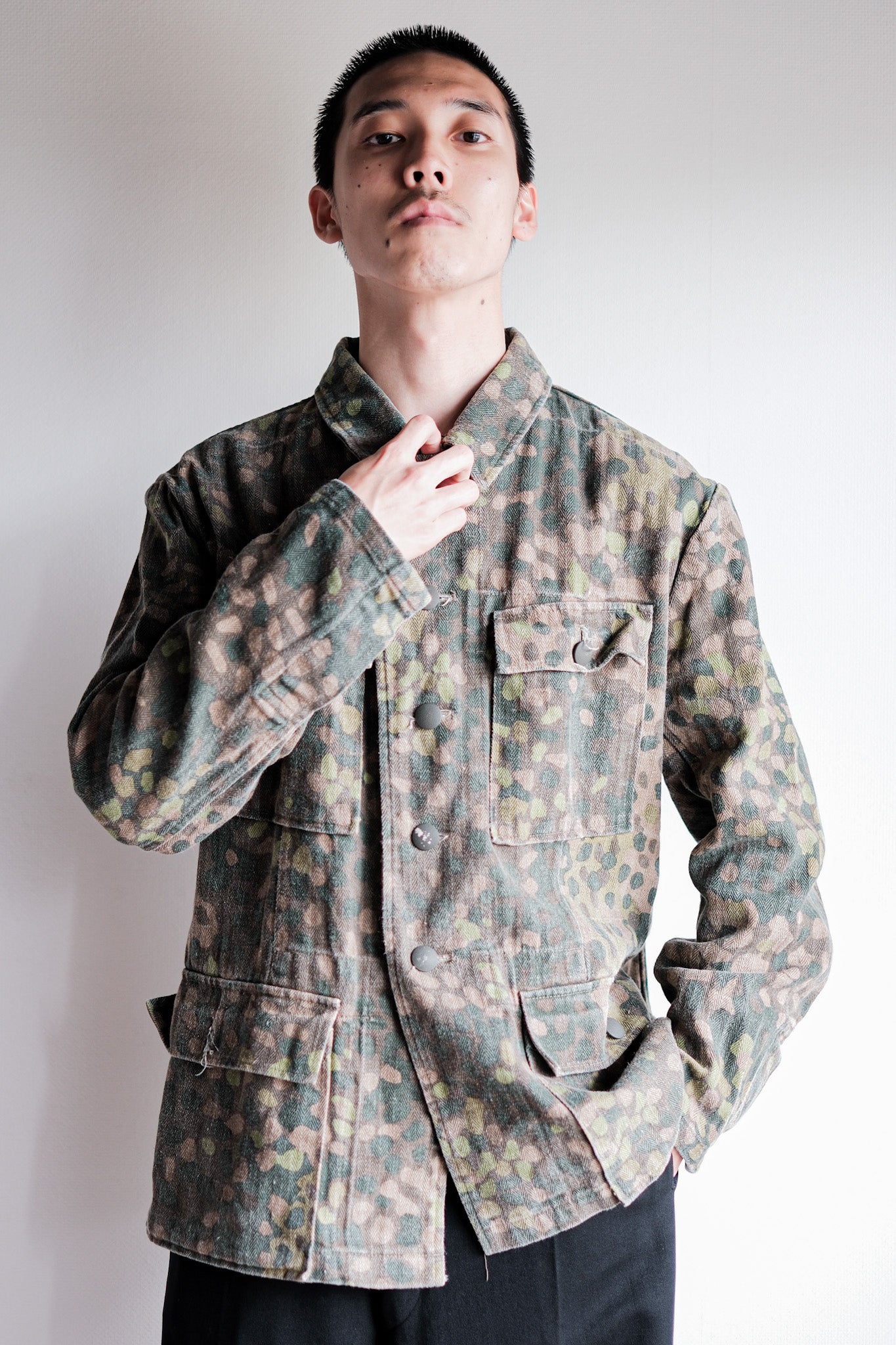 【~00's】German Waffen-SS Type Pea Dot Camouflage M44 HBT Field Jacket "Reproduction"