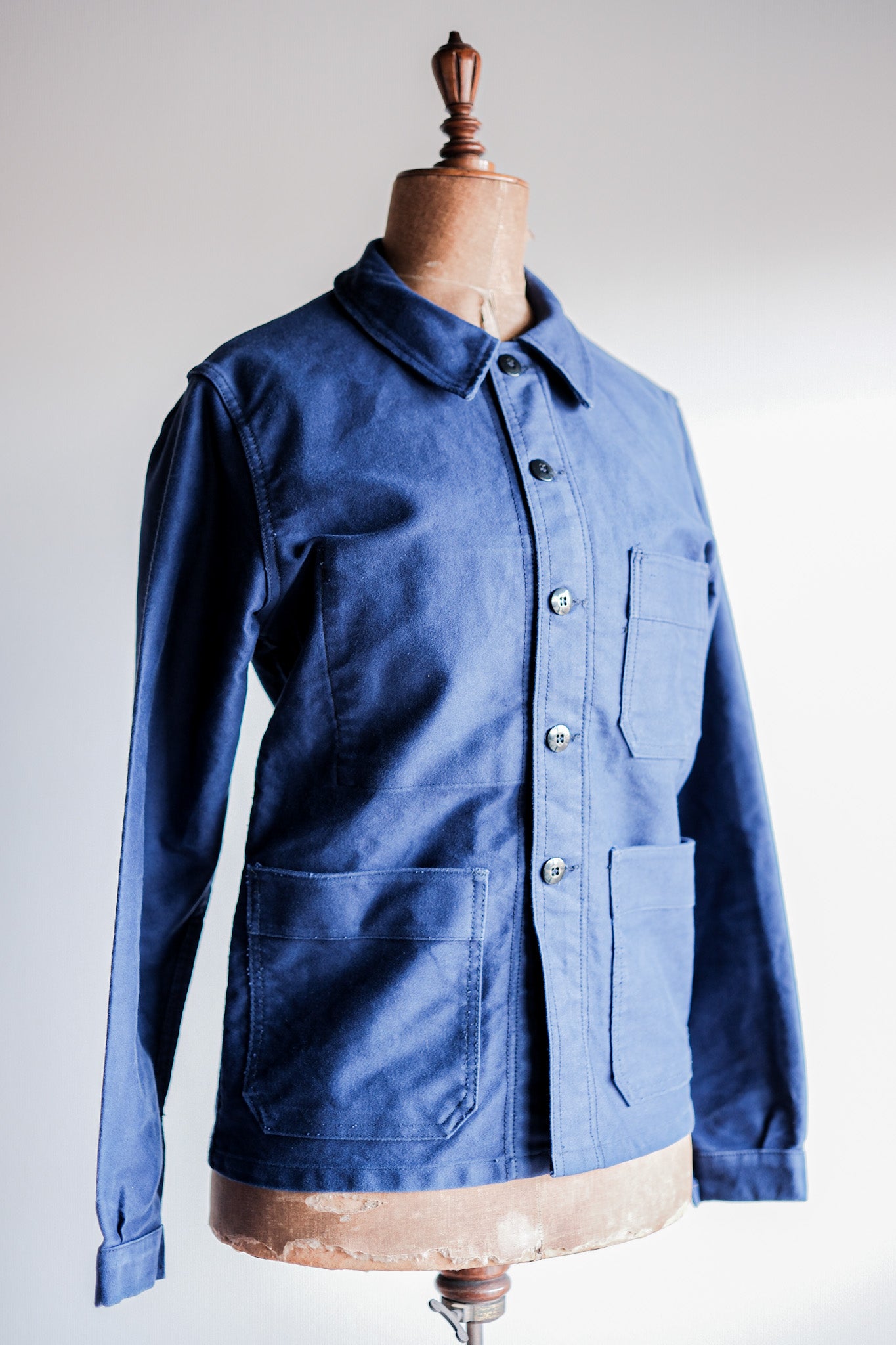 [~ 70's] French vintage bleu moleskin work taille veste.40 "Le Mont Start. Michel"