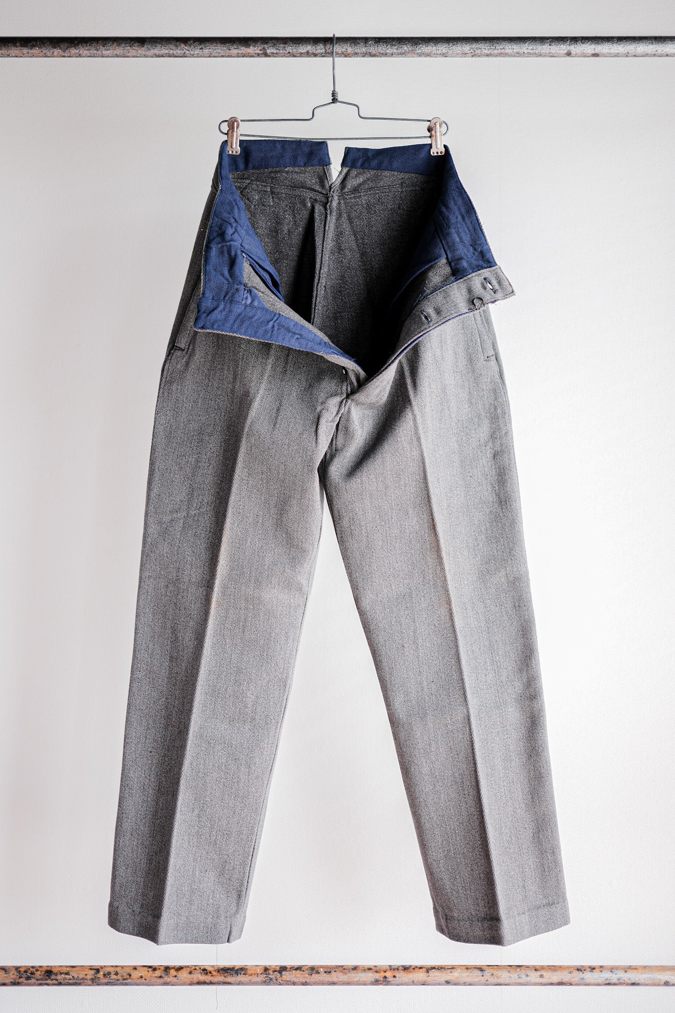 ［~30's］French Vintage Salt & Pepper Cotton Twill Work Pants "Dead Stock"