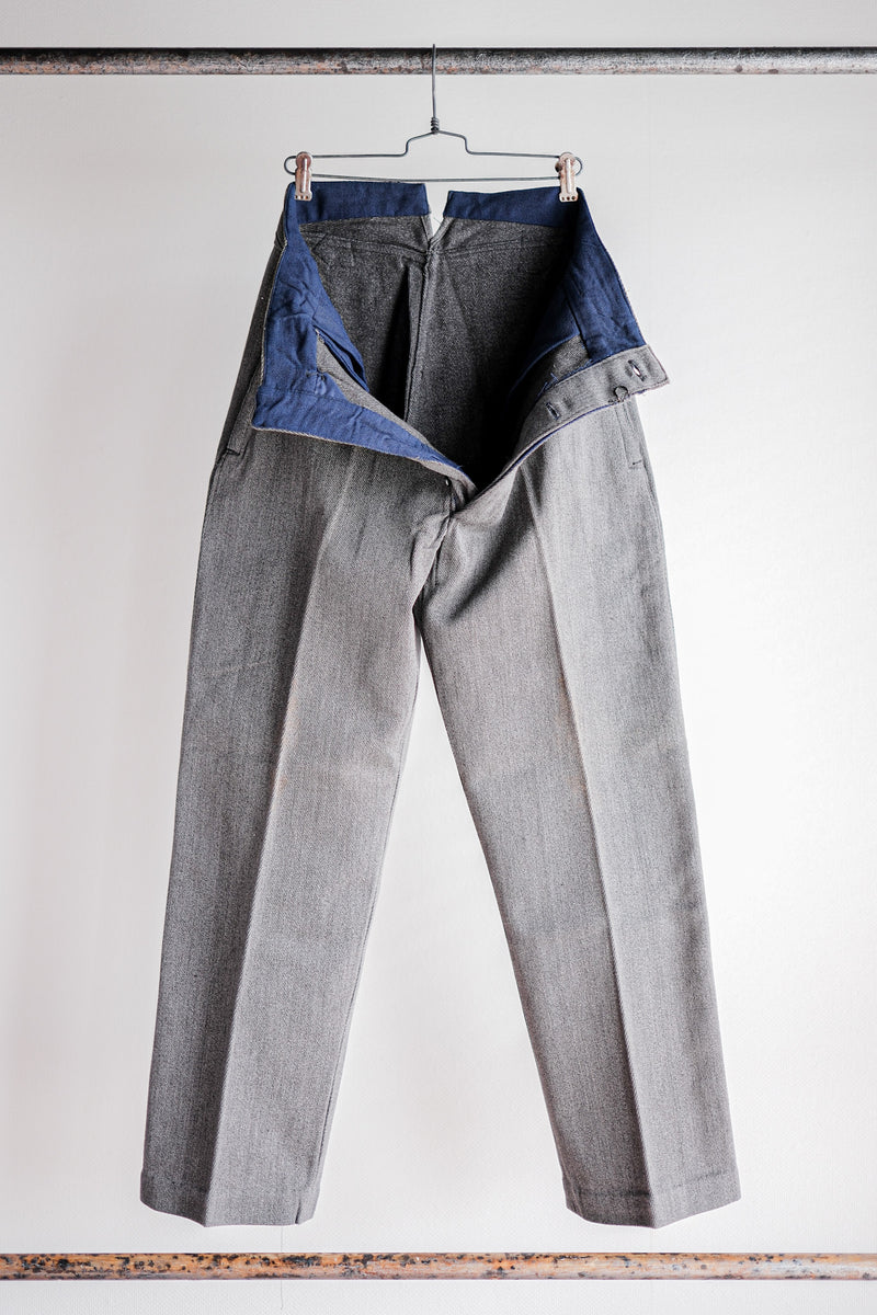【~30's】French Vintage Salt & Pepper Cotton Twill Work Pants "Dead Stock"