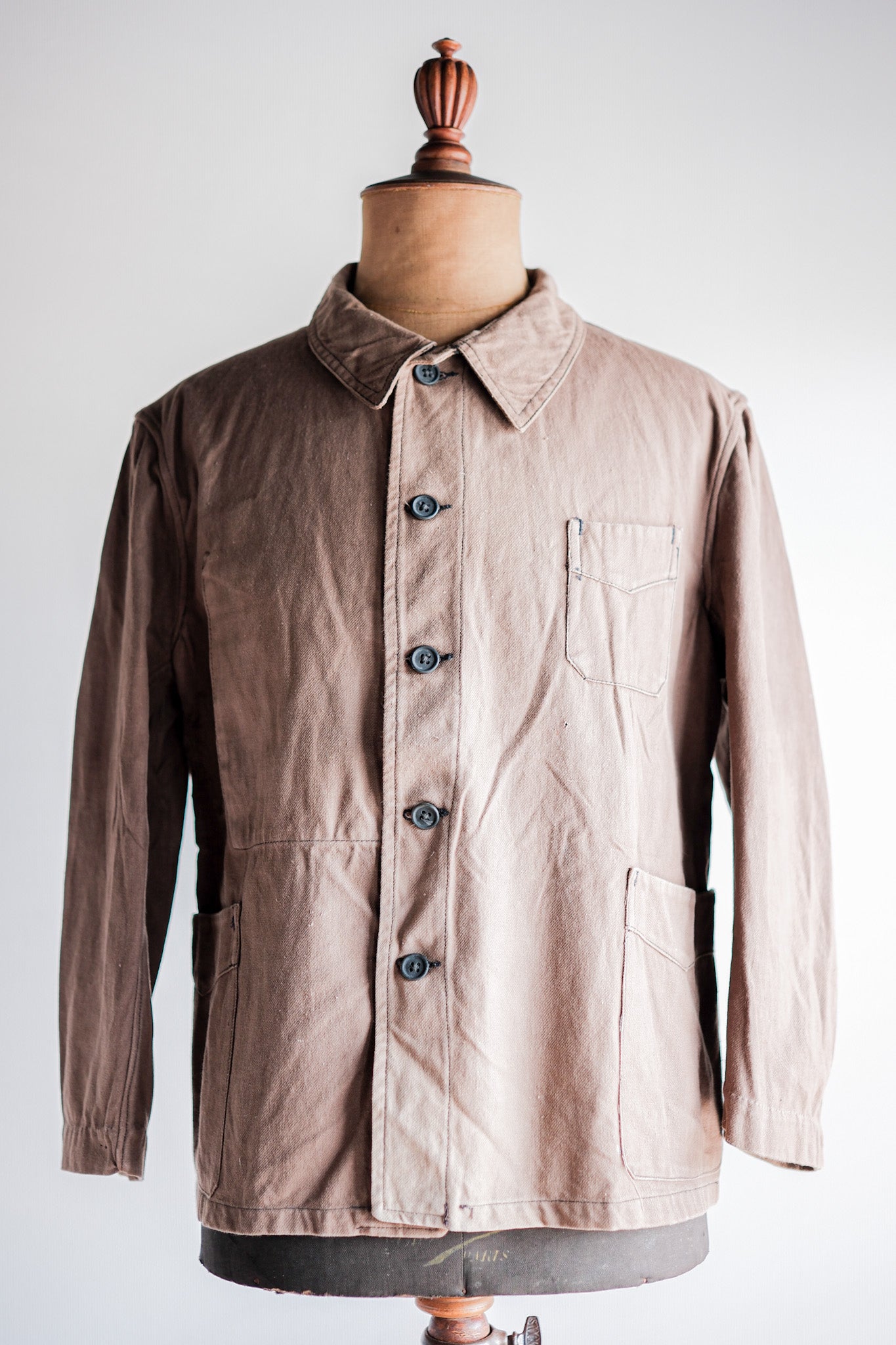 【~40's】French Vintage Brown Cotton Twill Work Jacket
