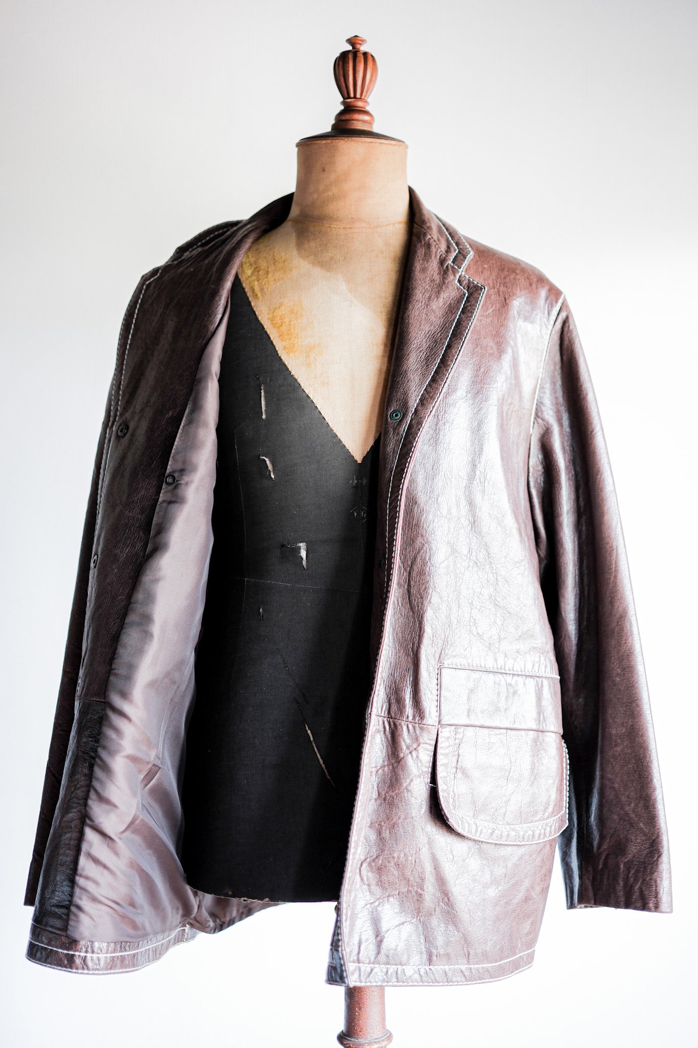 ［~90’s］Old ANNE MARIE BERETTA Leather Tailored Jacket Size.T42