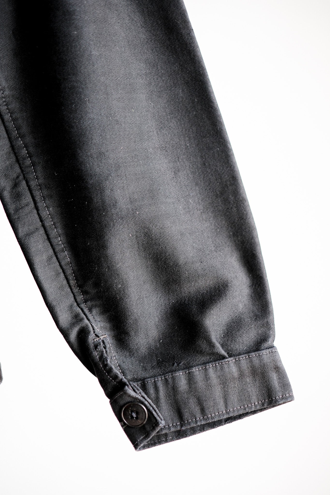 【~40's】French Vintage Black Moleskin Work Jacket "Unusual Pocket"