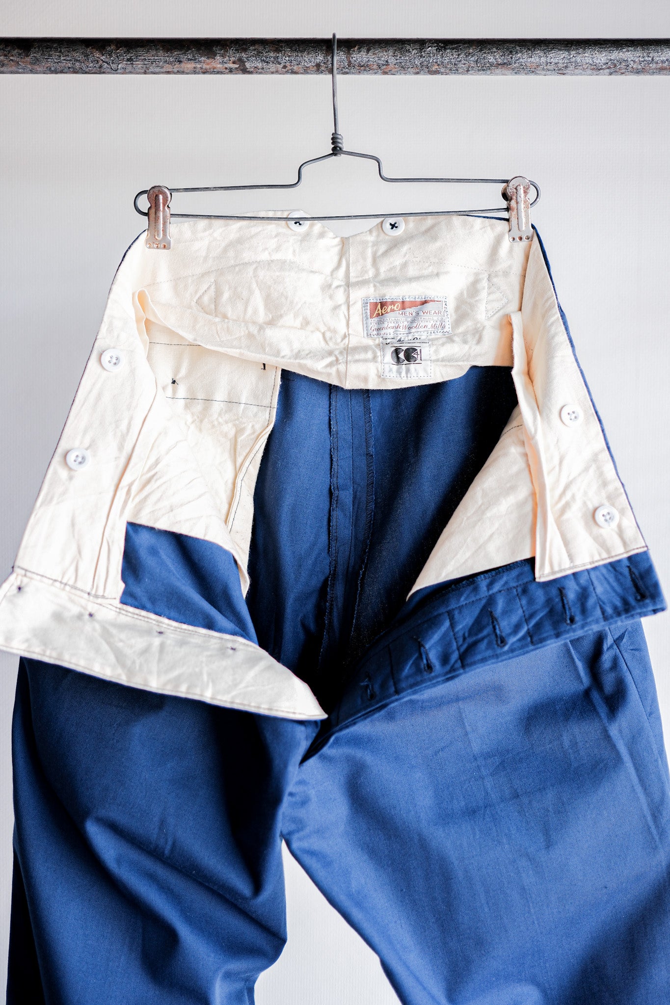 [~ 40's] British Vintage Blue Cotton Trousers "CC41" "Dead Stock"