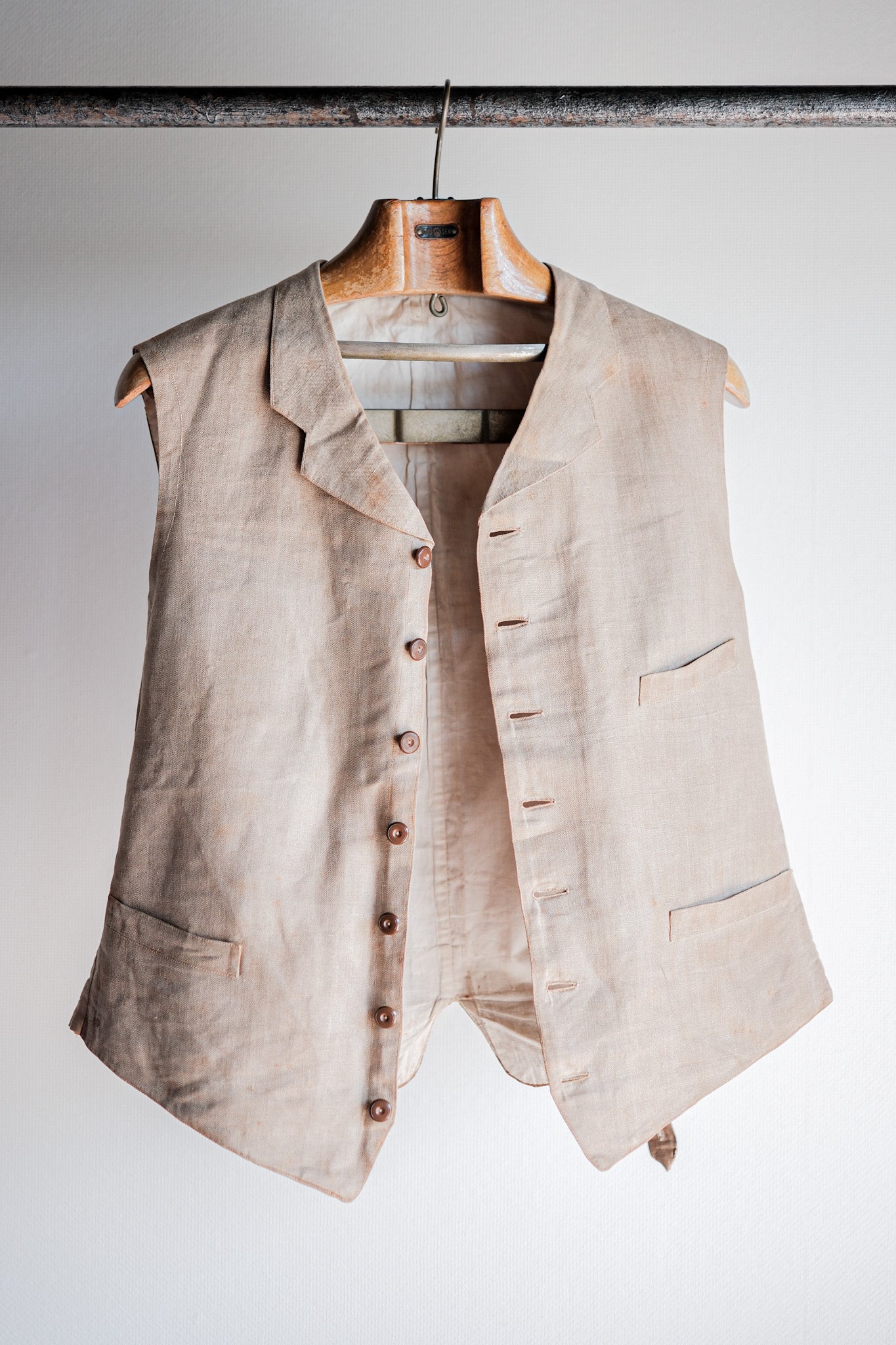 ［~40's］French Vintage Linen Work Gilet