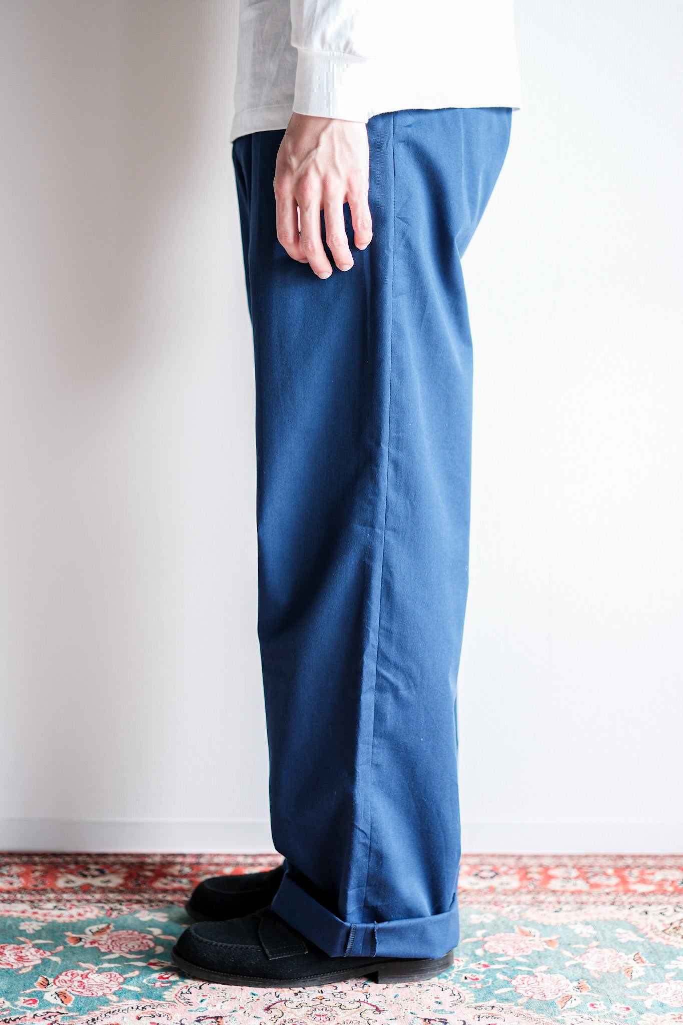 [~ 40's] กางเกงผ้าฝ้ายสีน้ำเงินโบราณอังกฤษ "CC41" "Dead Stock"