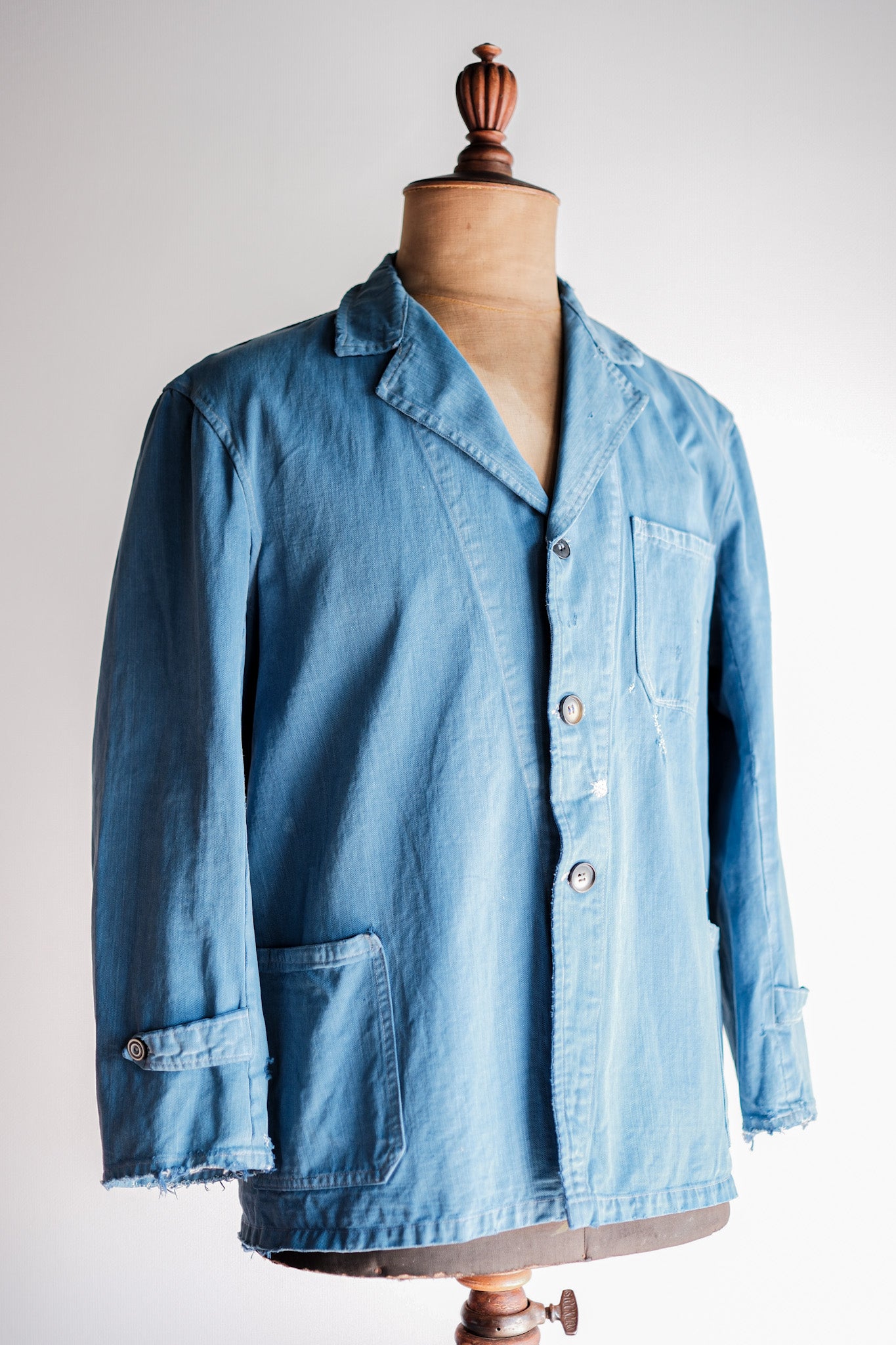 ［~40’s］French Vintage Indigo Cotton Twill Lapel Work Jacket