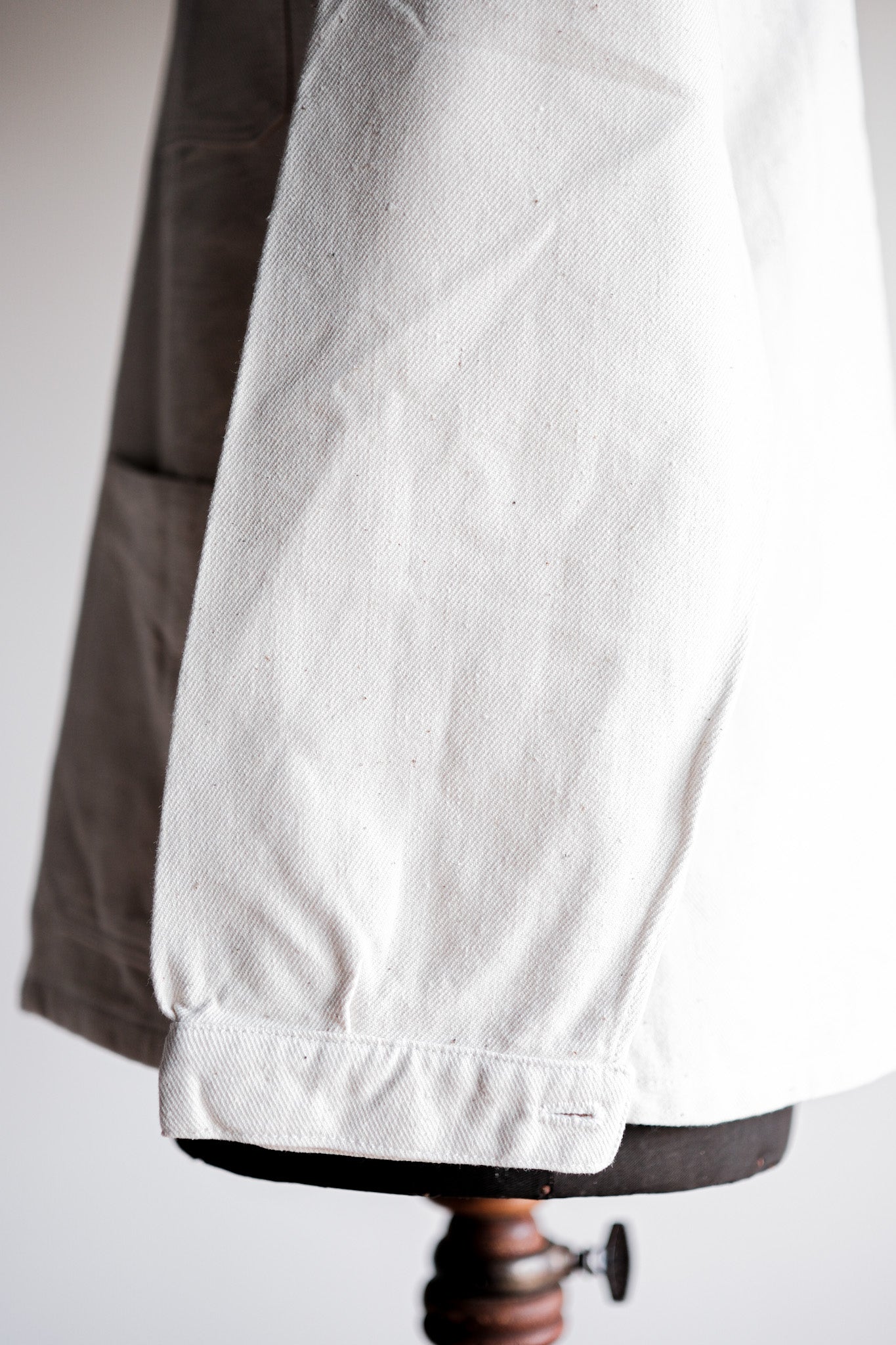[~ 40's] French Vintage White Cotton Twil Work Jacket Size.48 "Dead Stock"