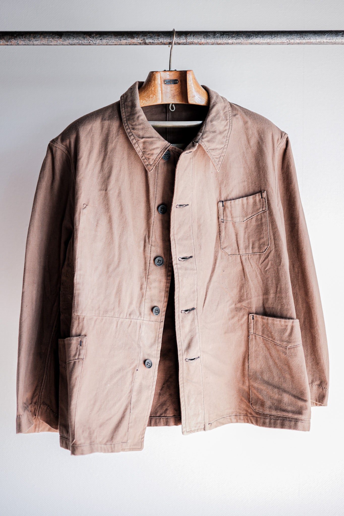 【~40's】French Vintage Brown Cotton Twill Work Jacket