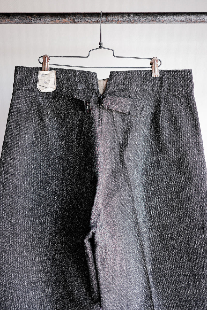 [~ 30's] French Vintage Black Chambray Work Pants "Dead Stock"