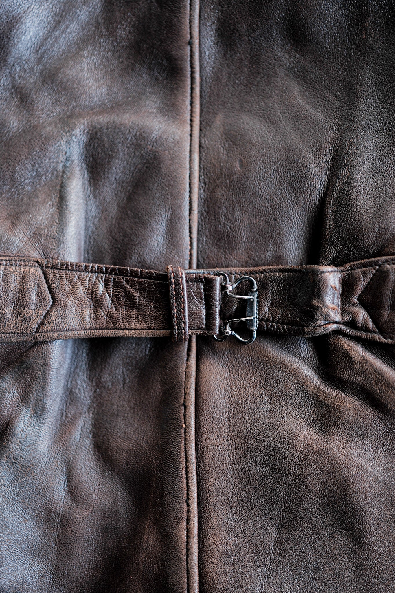 【~40's】Swedish Vintage Double Breasted Leather Jacket