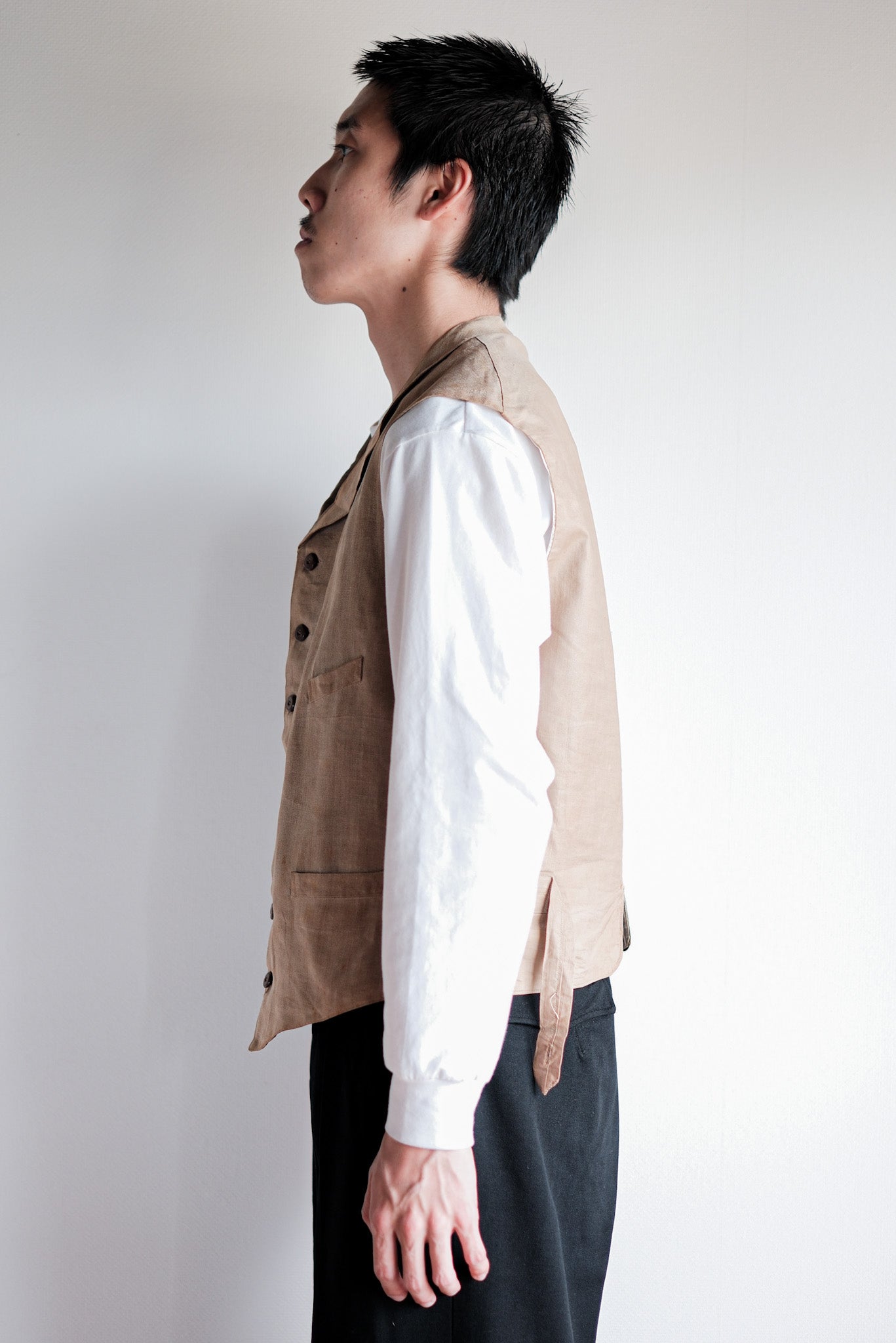 ［~40's］French Vintage Linen Work Gilet