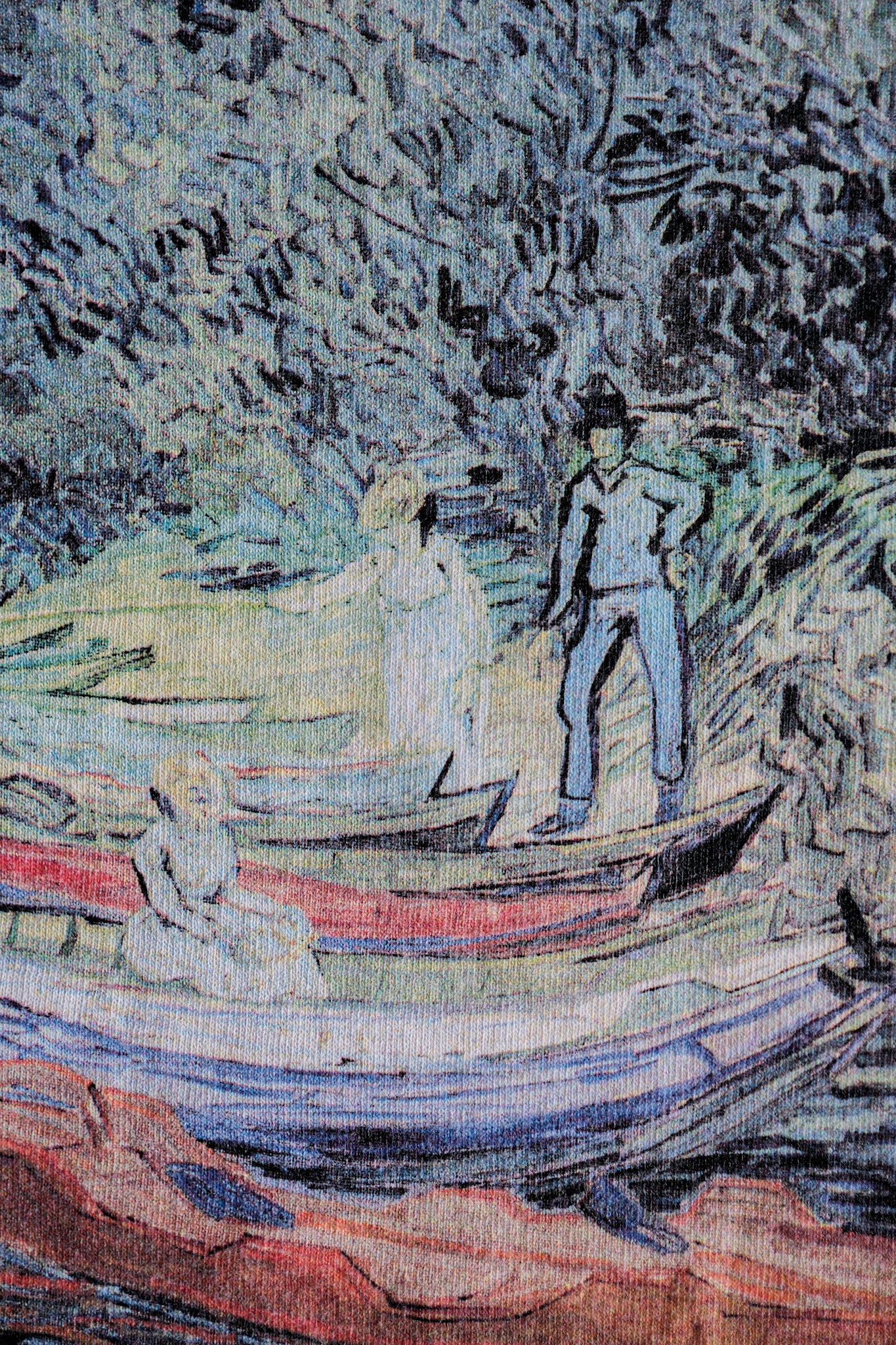 【~00's】Vintage Art Print T-shirt Size.L "Vincent Van Gogh's" "Bank of the Oise at Auvers"