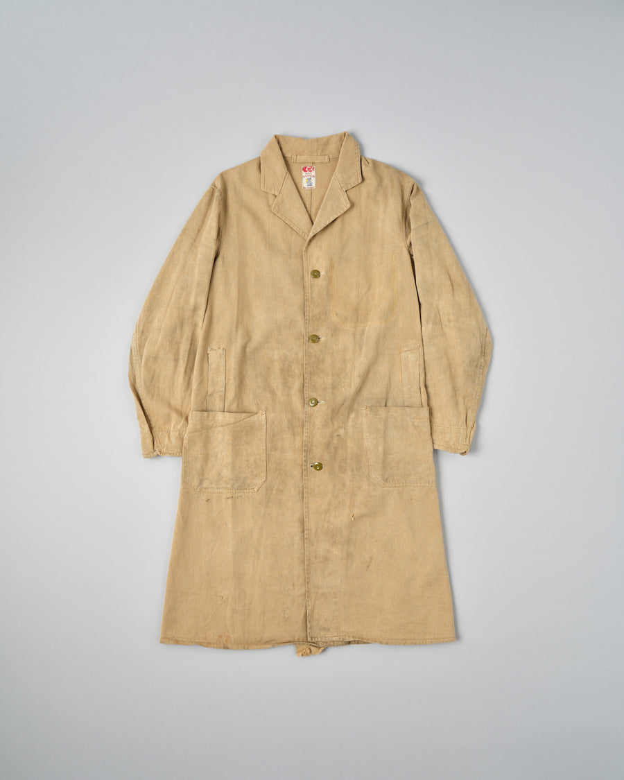 【~50's】British Vintage Khaki Cotton Drill Work Coat "CC41" の全体写真