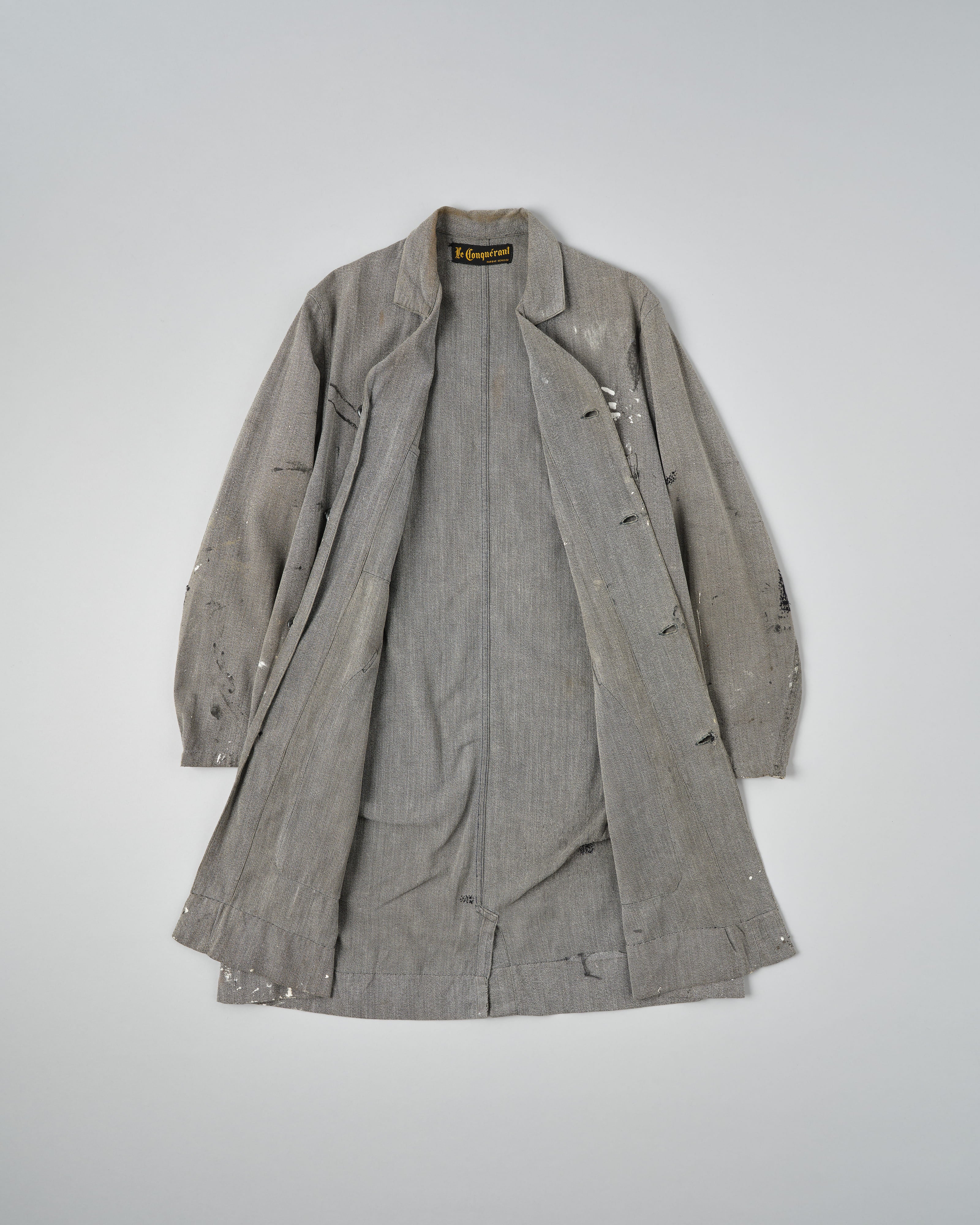 ジャケット・アウター 40's CREPIER French vintage atelier coat 40's】French Vintage Salt & Pepper Cotton Twill Atelier Coat 