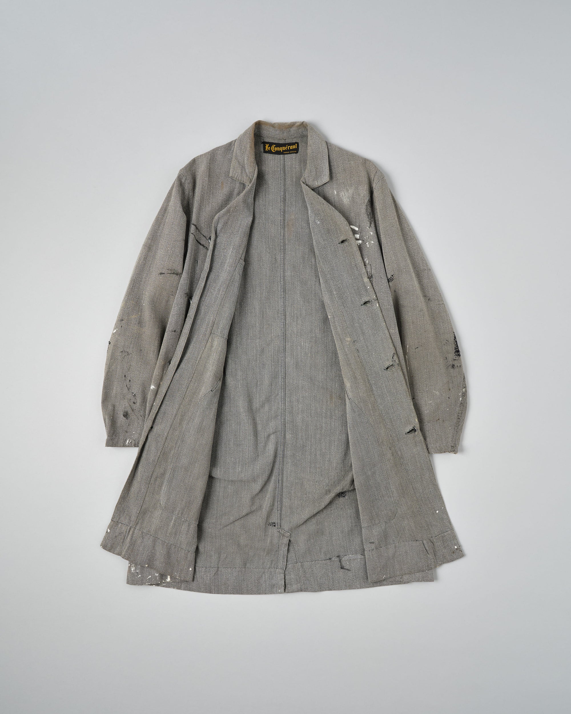 ［~40's］French Vintage Salt & Pepper Cotton Twill Atelier Coat "Crazy Paint"
