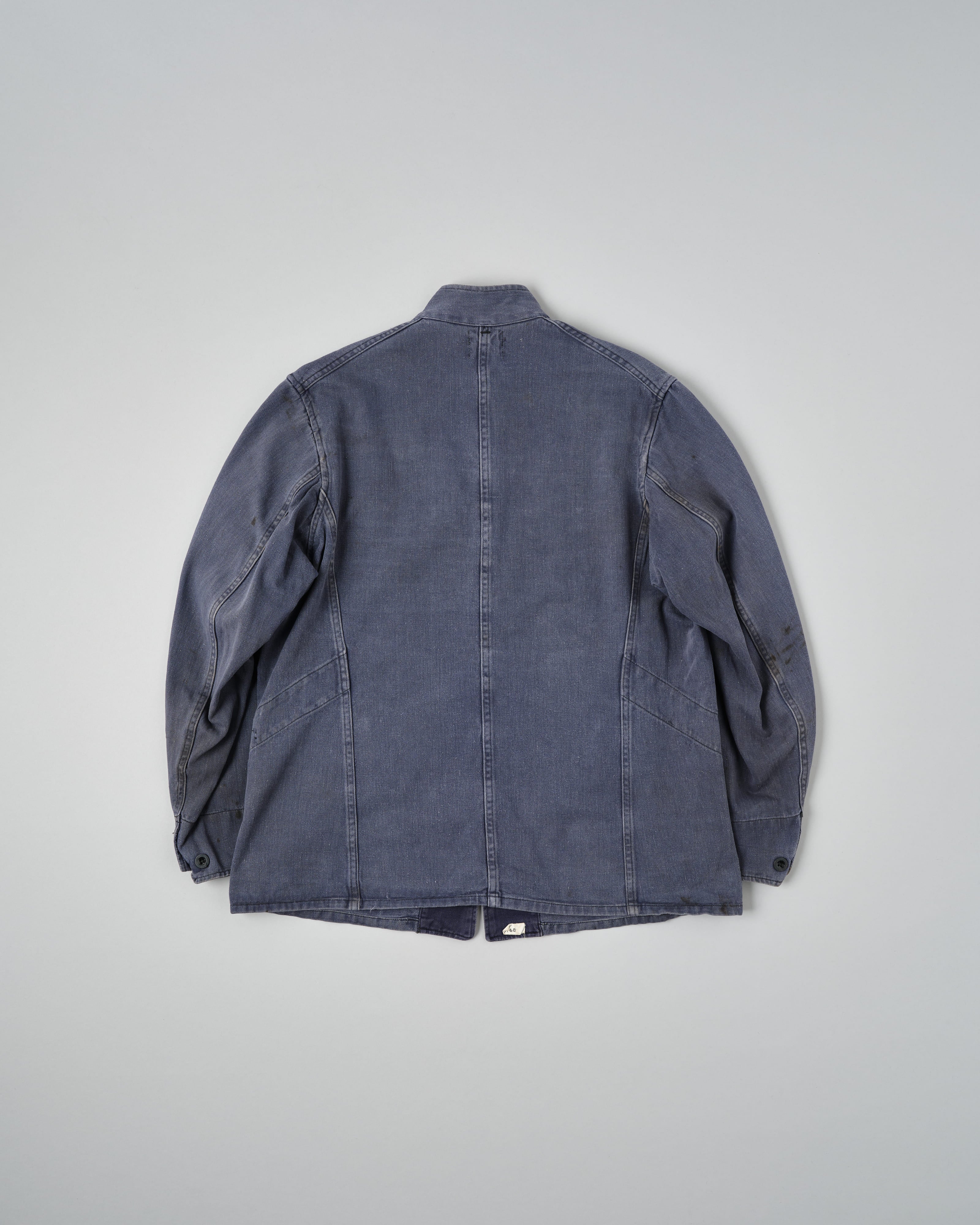 50's】British Vintage Blue Cotton Drill Stand Collar Work Jacket Size