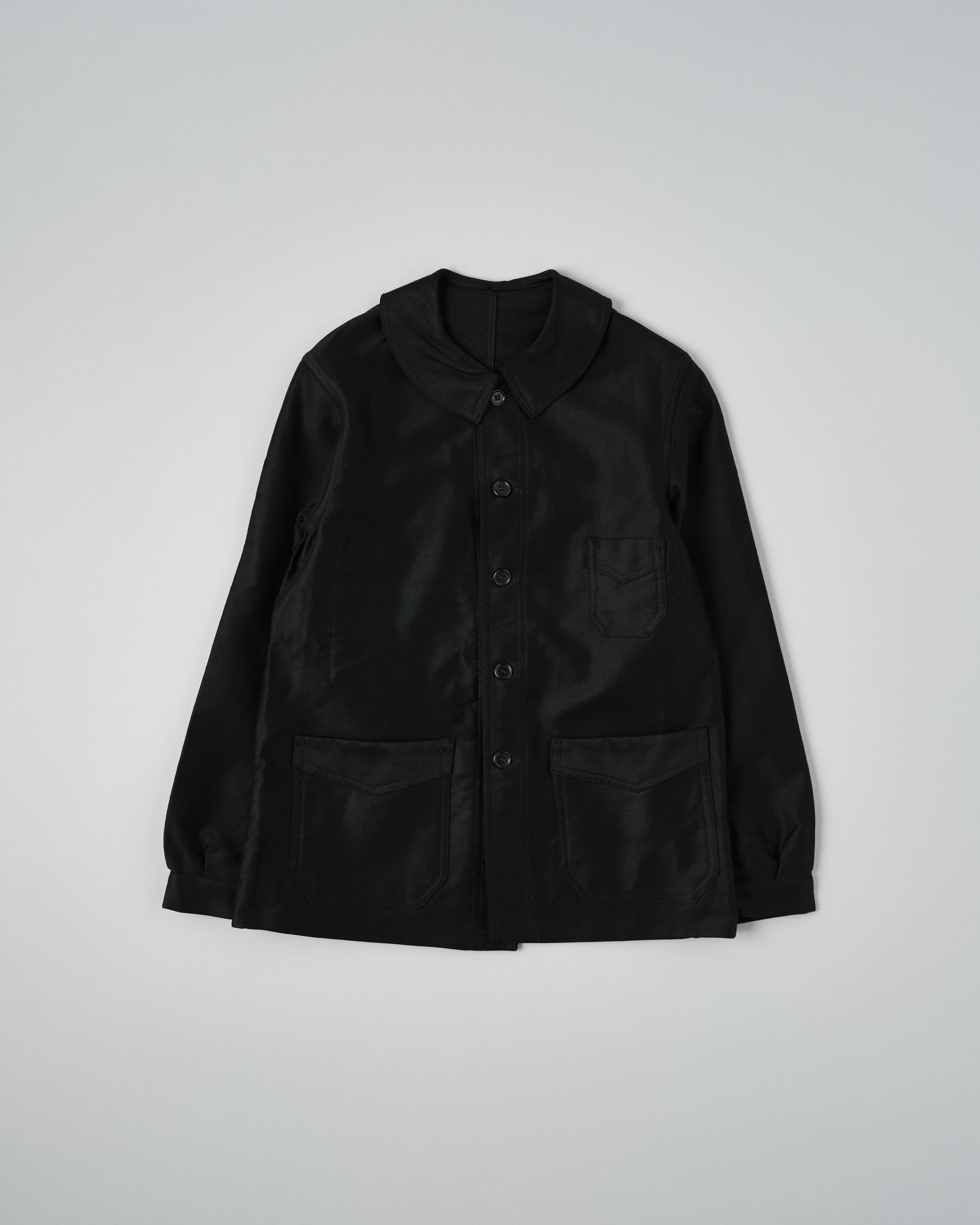 30's】French Vintage Black Moleskin Work Jacket