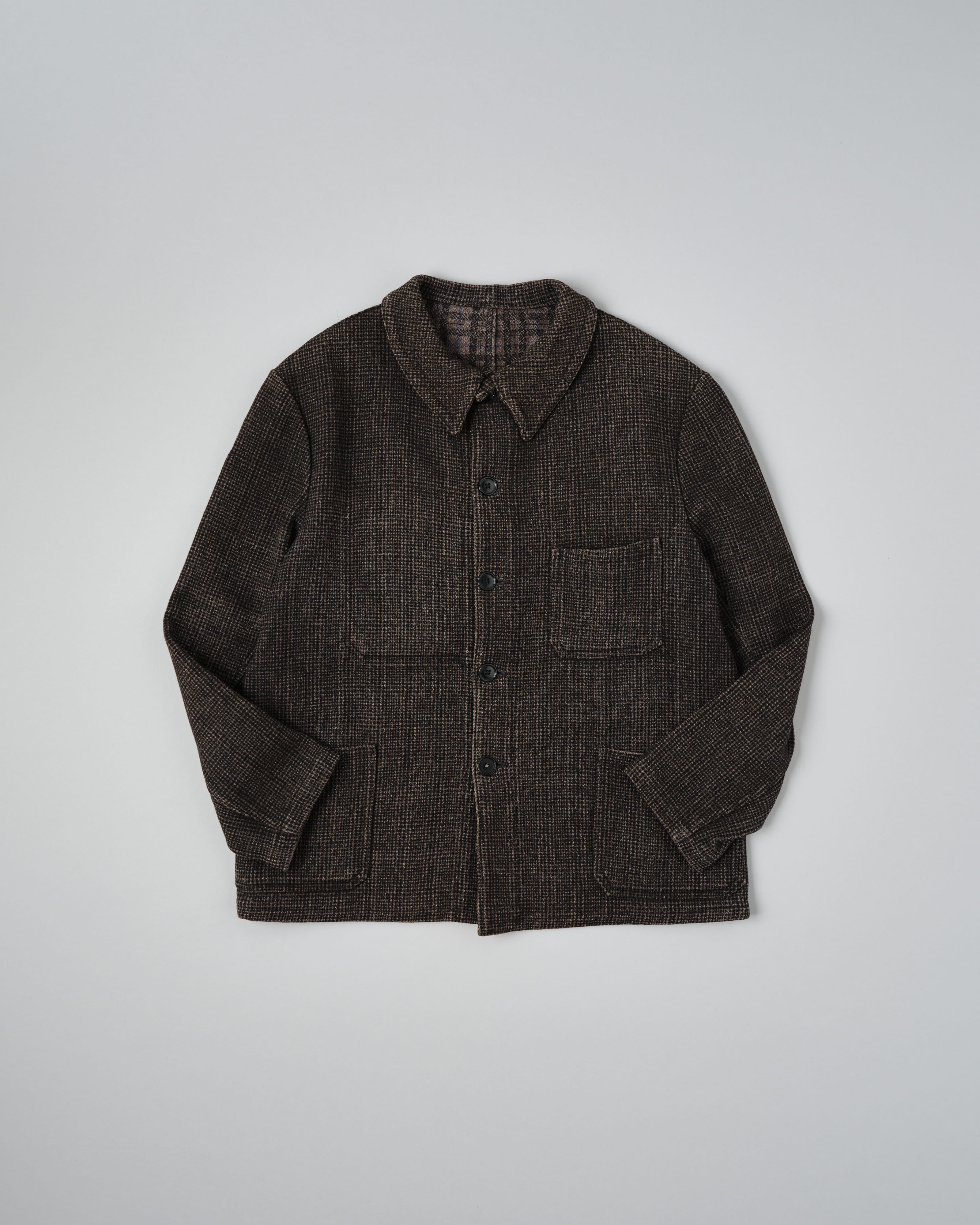 [~50's] Français veste de travail à carreaux en laine vintage « Pascal »