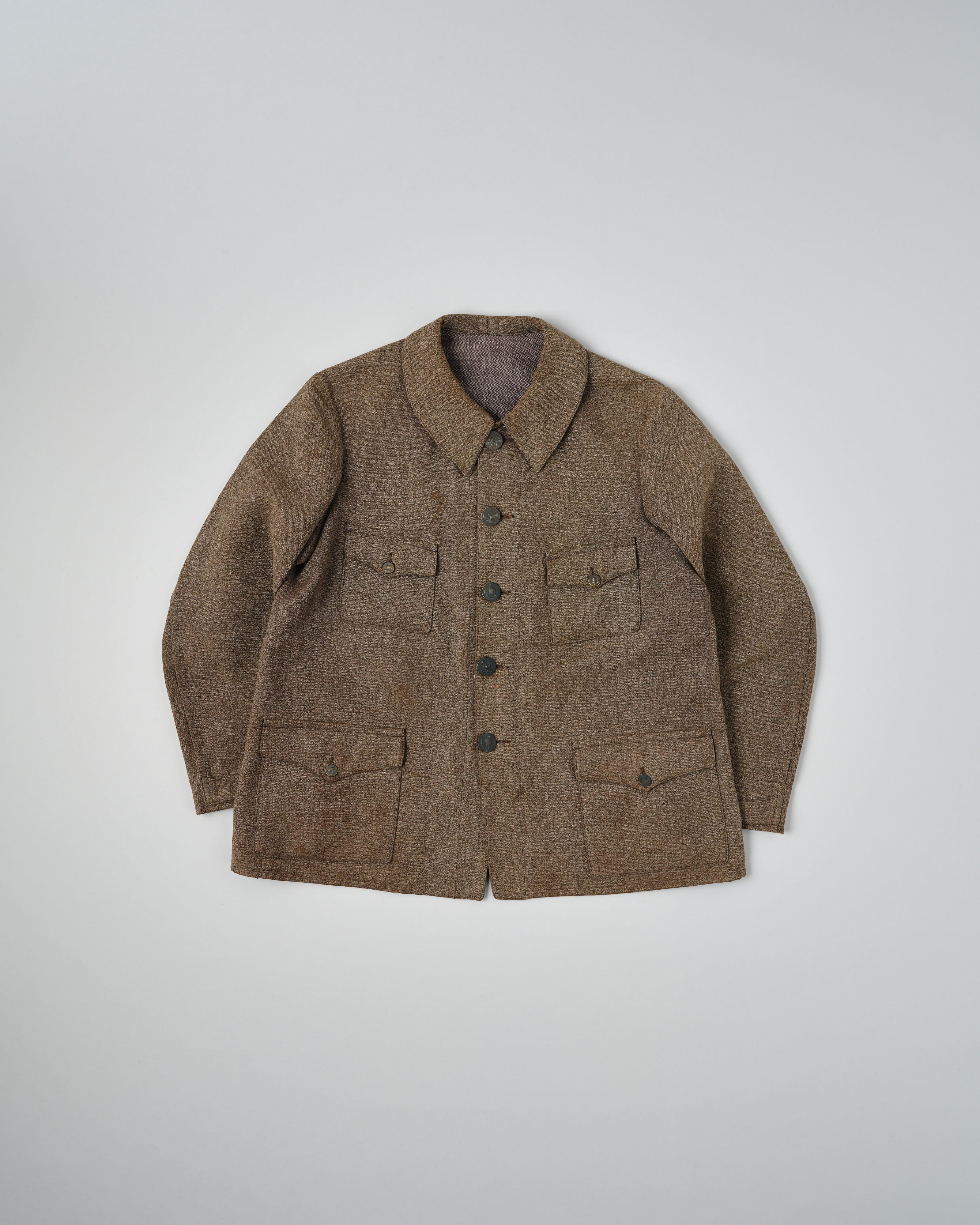 【~30’s】French Vintage Brown Chambray Hunting Jacket